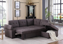 Katie 87.75" Brown Linen Sleeper Sectional Sofa with Storage Ottoman, Storage Arm-Sleeper Sectionals-American Furniture Outlet