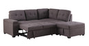 Katie 87.75" Brown Linen Sleeper Sectional Sofa with Storage Ottoman, Storage Arm-Sleeper Sectionals-American Furniture Outlet