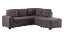 brown linen sleeper sectional