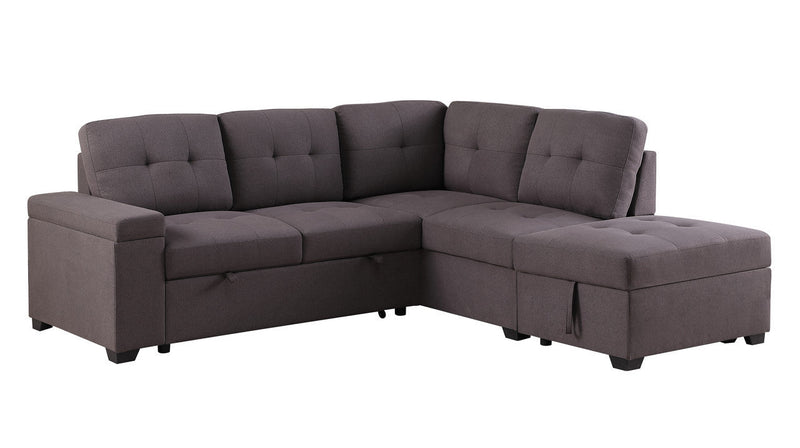 brown linen sleeper sectional