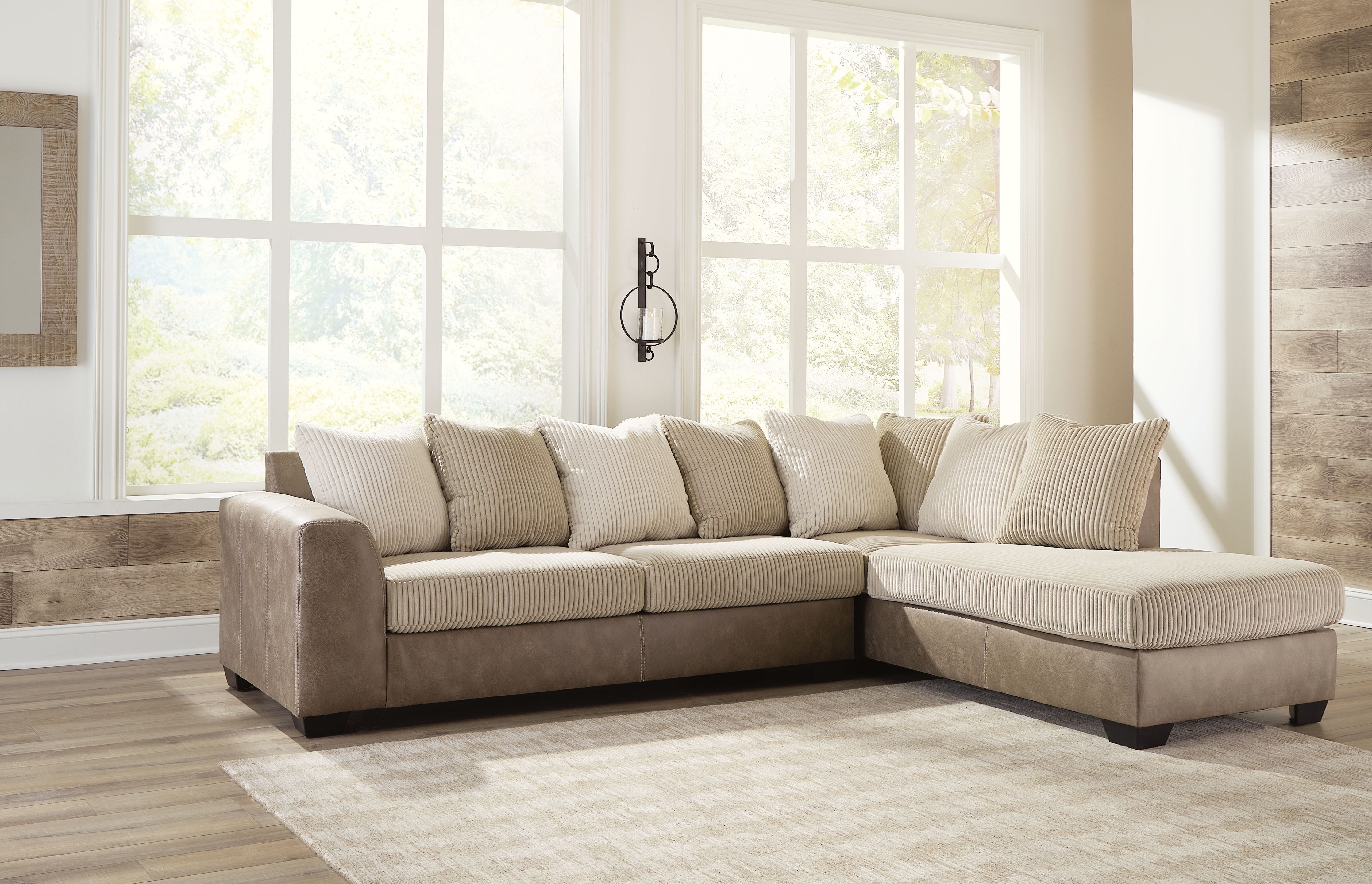 Keskin Brown Corduroy L Shaped Sectional-Stationary Sectionals-American Furniture Outlet