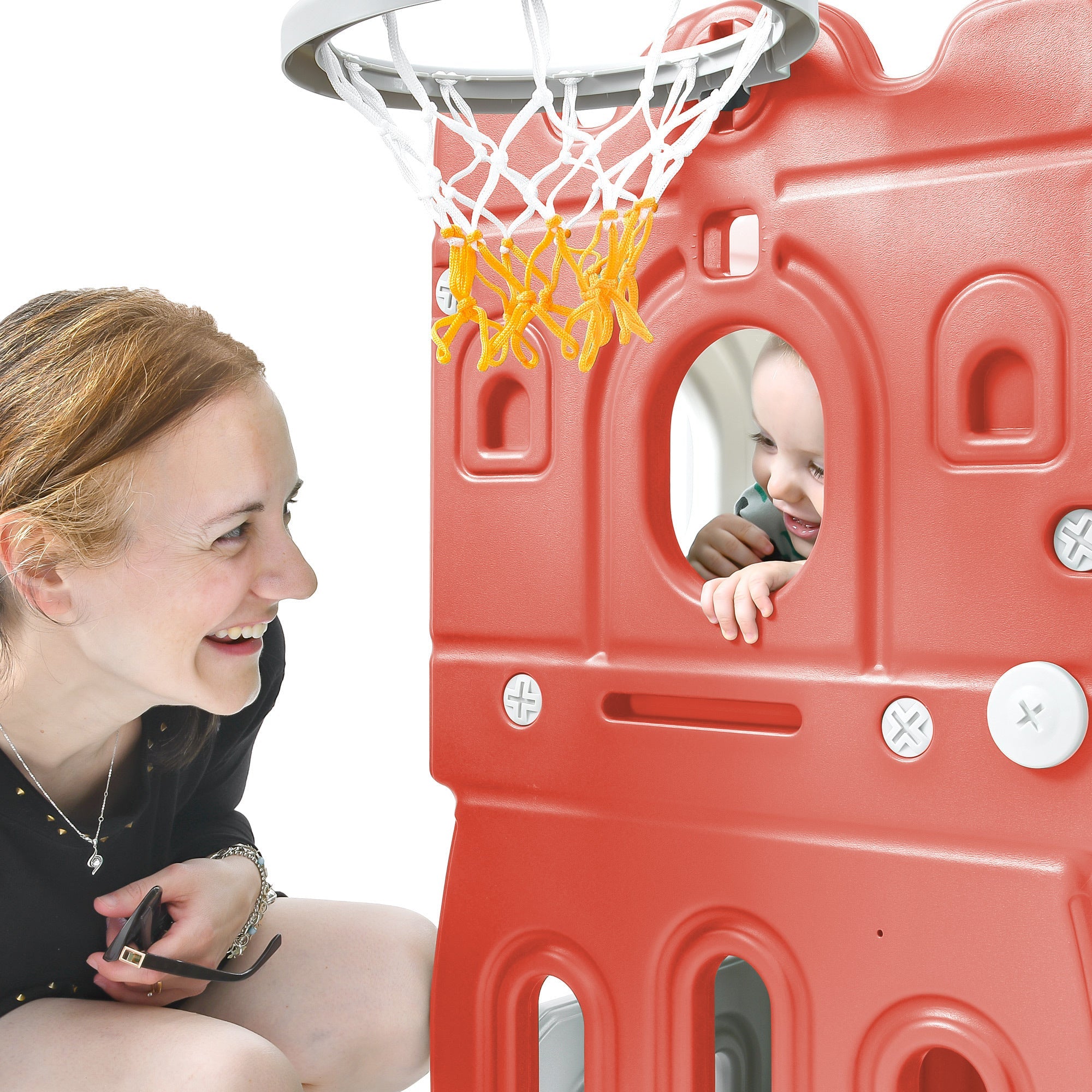 Kids Slide Playset Structure - Freestanding Castle Climber with Slide and Basketball Hoop - Toy Storage Organizer for Toddlers - Kids Climbers Playhouse for Indoor Outdoor Playground Activity | Encourage Active Play and Exploration