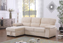 Kipling 97.5" Beige Velvet Reversible Sleeper Sectional Sofa w/ Chaise & Storage-Sleeper Sectionals-American Furniture Outlet