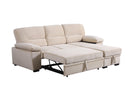 Kipling 97.5" Beige Velvet Reversible Sleeper Sectional Sofa w/ Chaise & Storage-Sleeper Sectionals-American Furniture Outlet