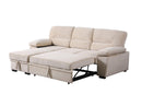 Kipling 97.5" Beige Velvet Reversible Sleeper Sectional Sofa w/ Chaise & Storage-Sleeper Sectionals-American Furniture Outlet