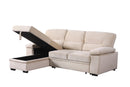 Kipling 97.5" Beige Velvet Reversible Sleeper Sectional Sofa w/ Chaise & Storage-Sleeper Sectionals-American Furniture Outlet