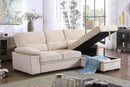 Kipling 97.5" Beige Velvet Reversible Sleeper Sectional Sofa w/ Chaise & Storage-Sleeper Sectionals-American Furniture Outlet