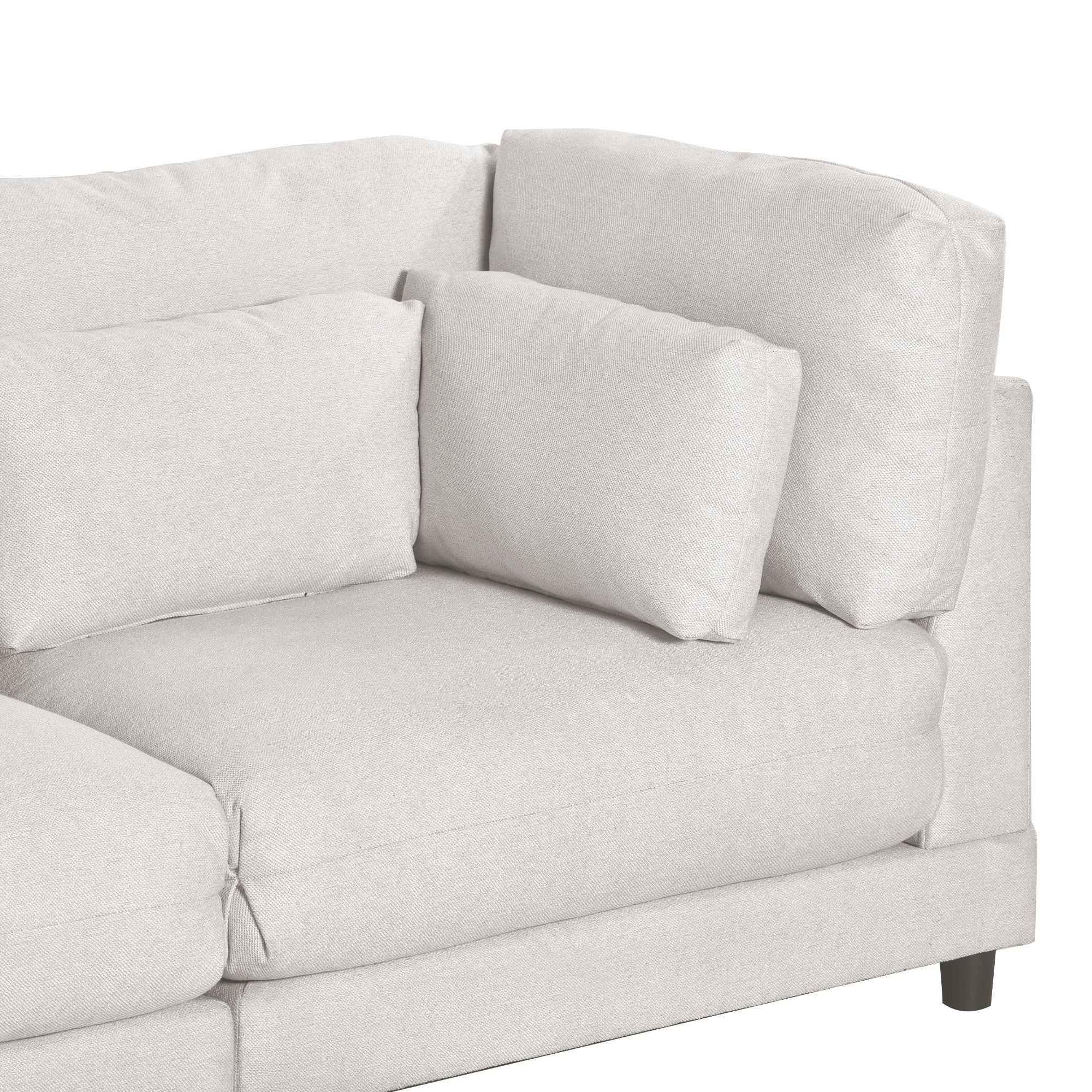 L-Shape Sectional Sofa w/ Removable Ottomans & Pillows Beige-Stationary Sectionals-American Furniture Outlet