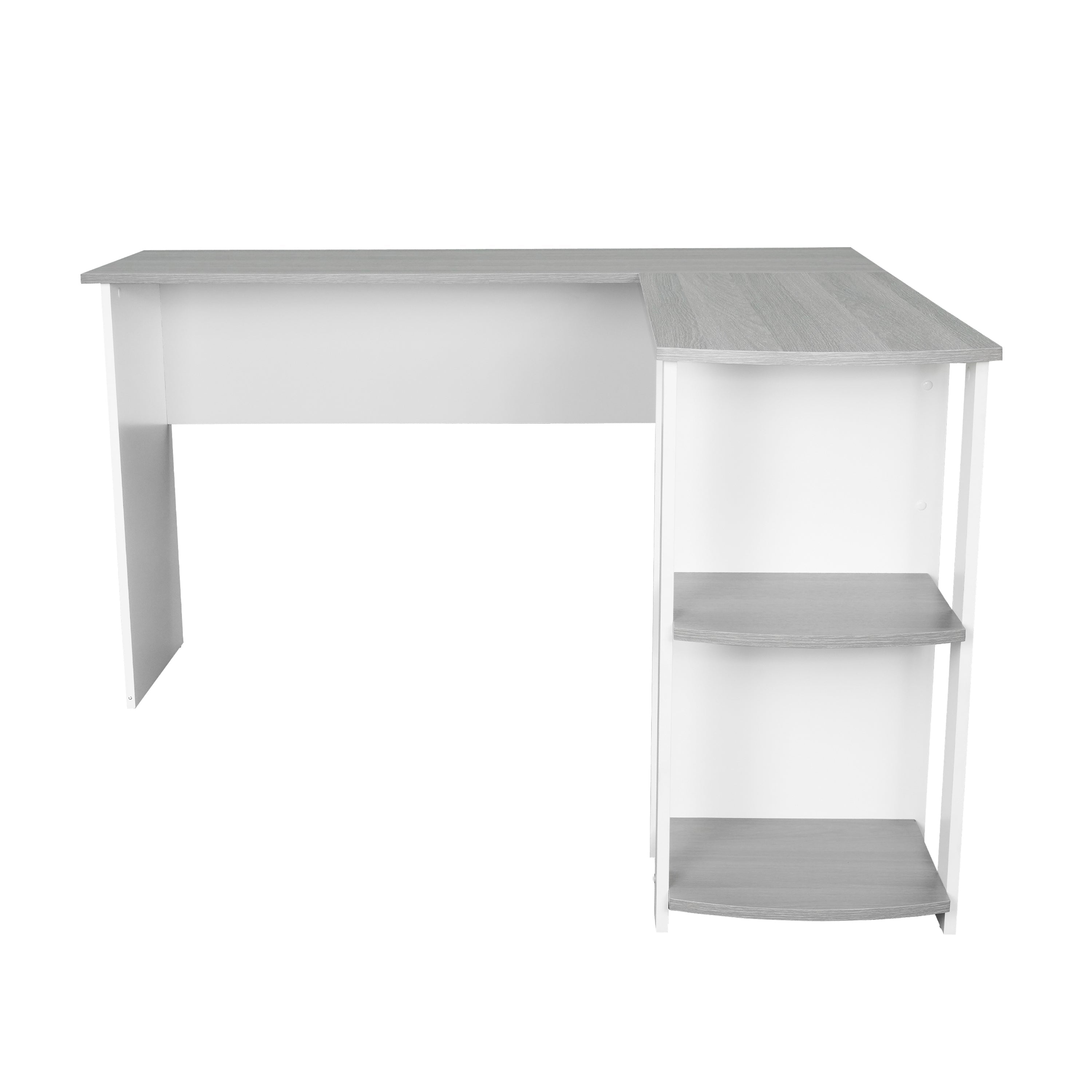 L-Shaped Desk with Shelves - Grey