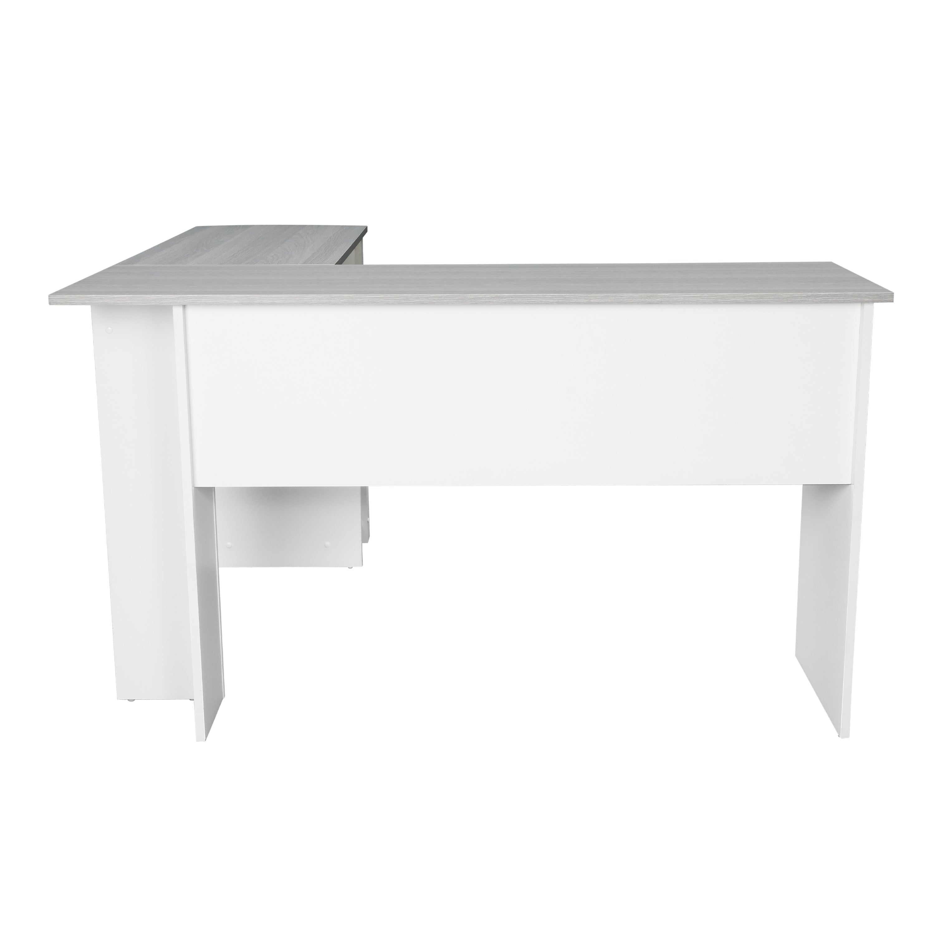 L-Shaped Desk with Shelves - Grey