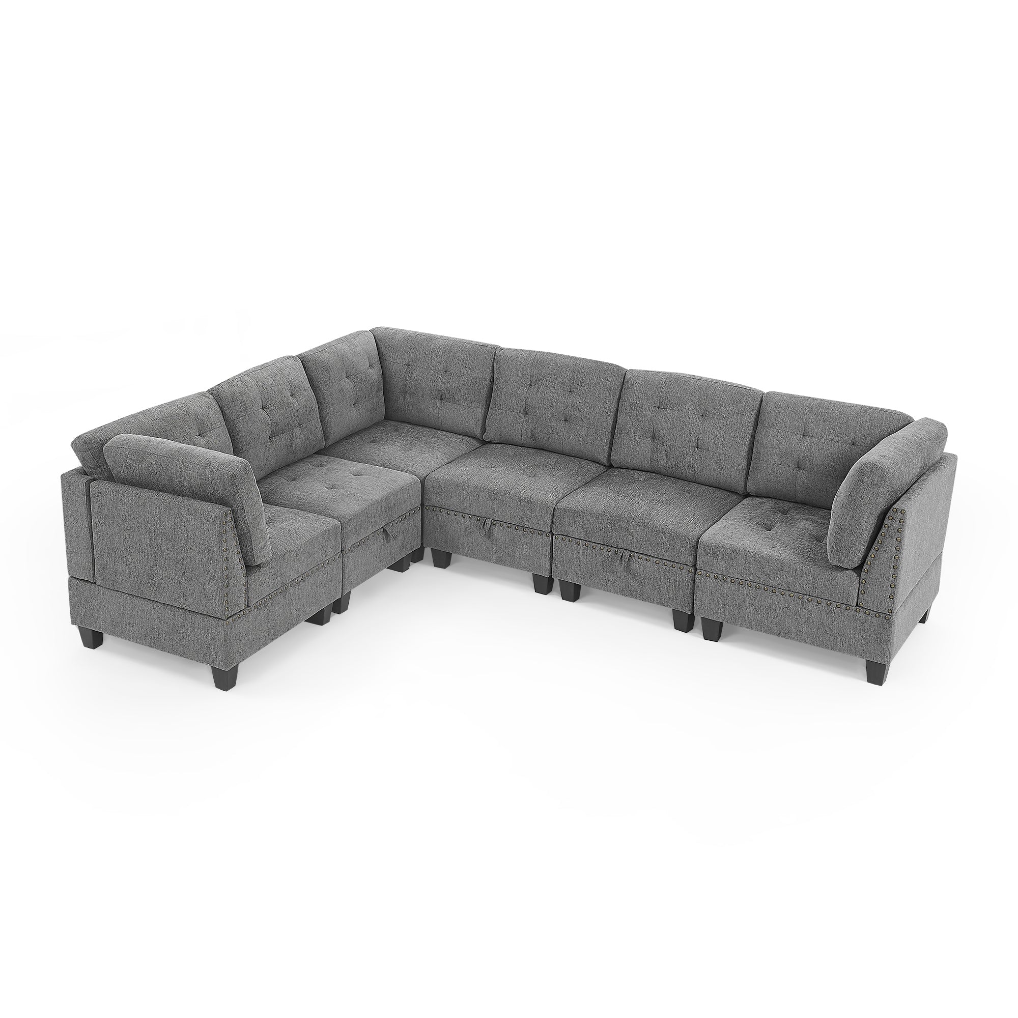 grey fabric l shaped sectional