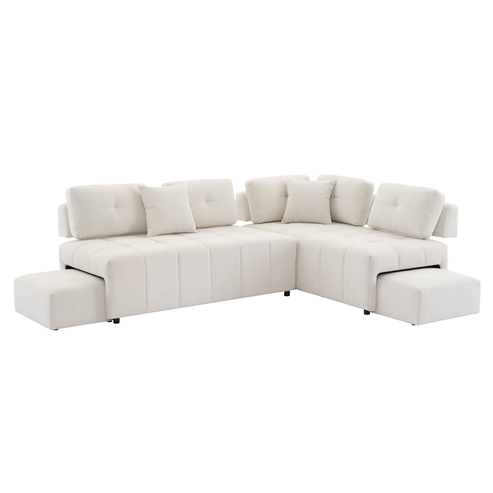 beige fabric l shaped sectional