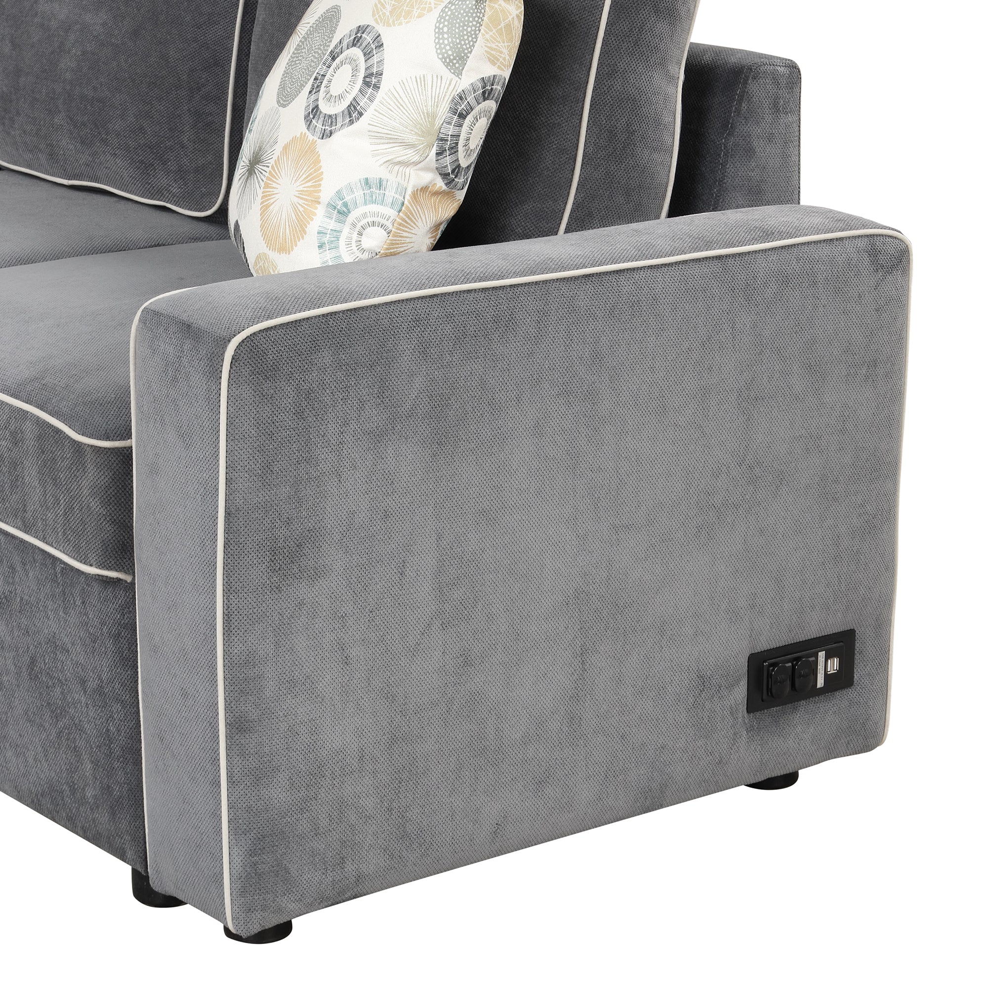 L-Shaped Sleeper Sectional Sofa - Gray with USB & Power-Sleeper Sectionals-American Furniture Outlet