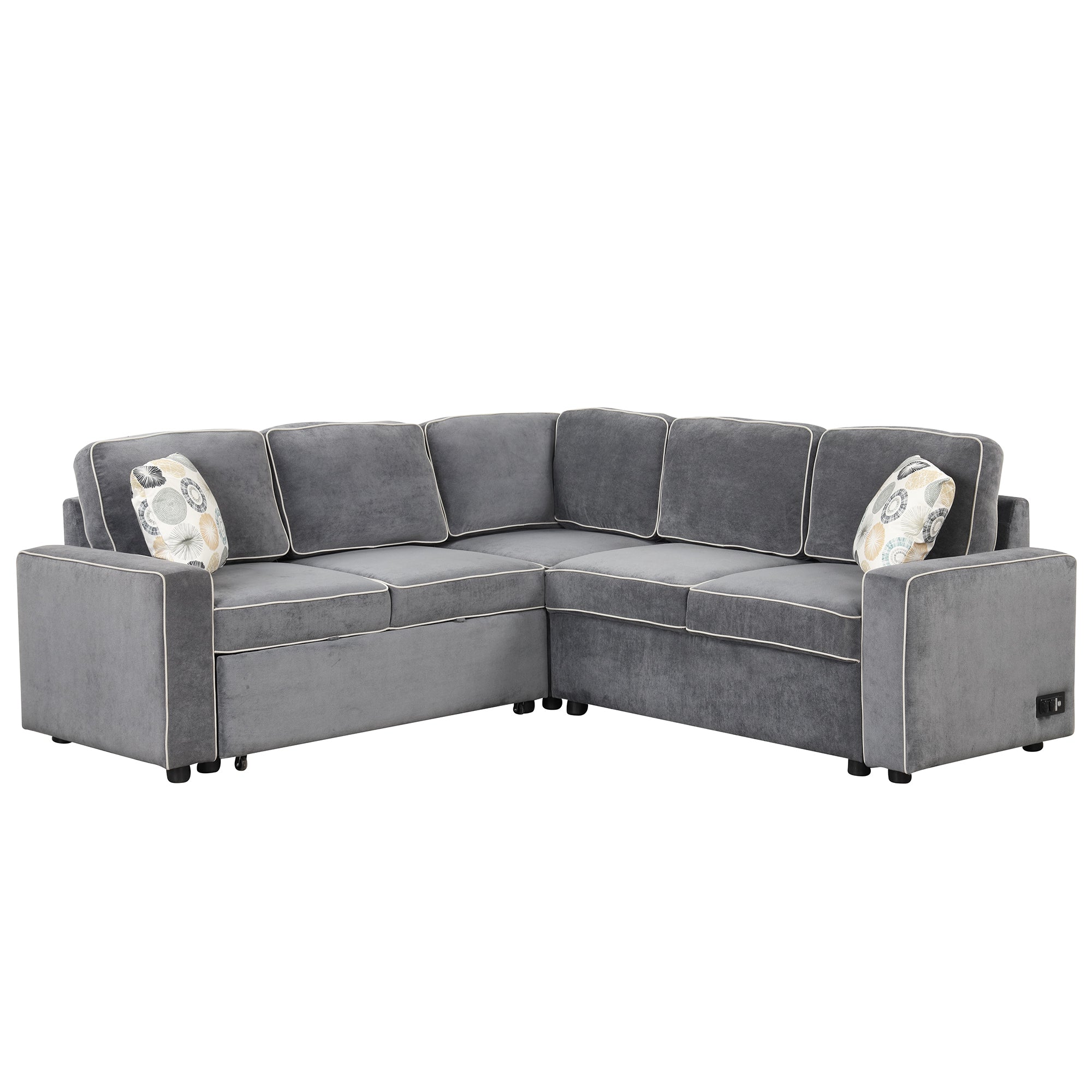 gray l shaped sleeper couch