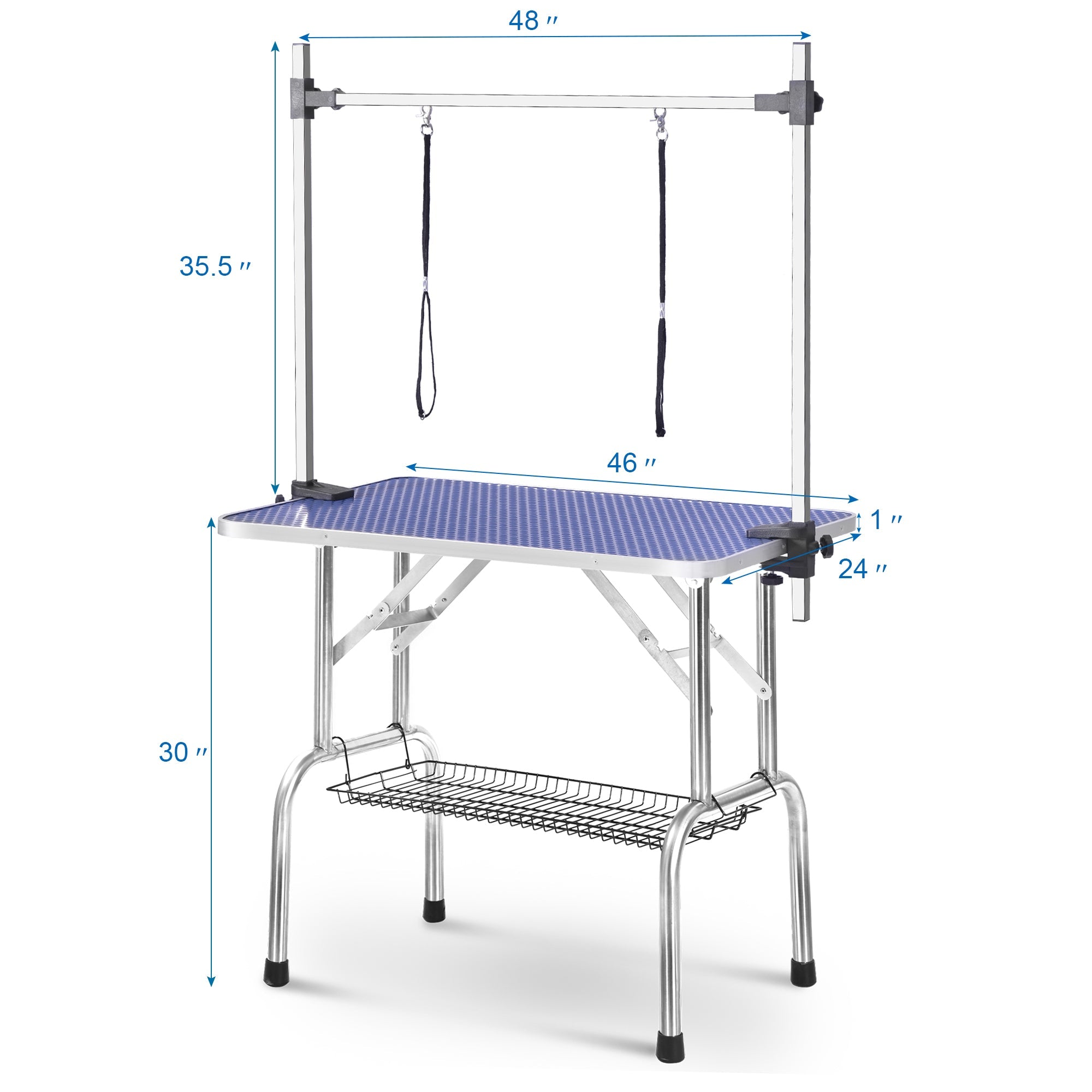 Large 46" Pet Grooming Table, Adjustable Arm, Heavy Duty, Blue