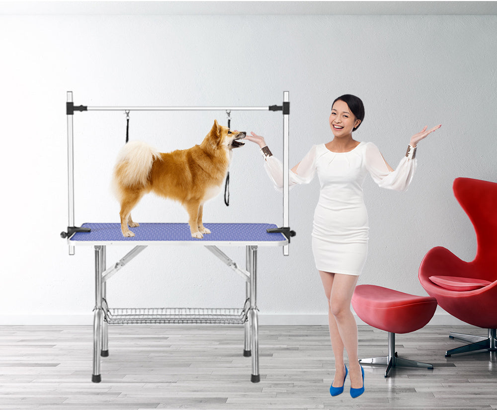 Large 46" Pet Grooming Table, Adjustable Arm, Heavy Duty, Blue