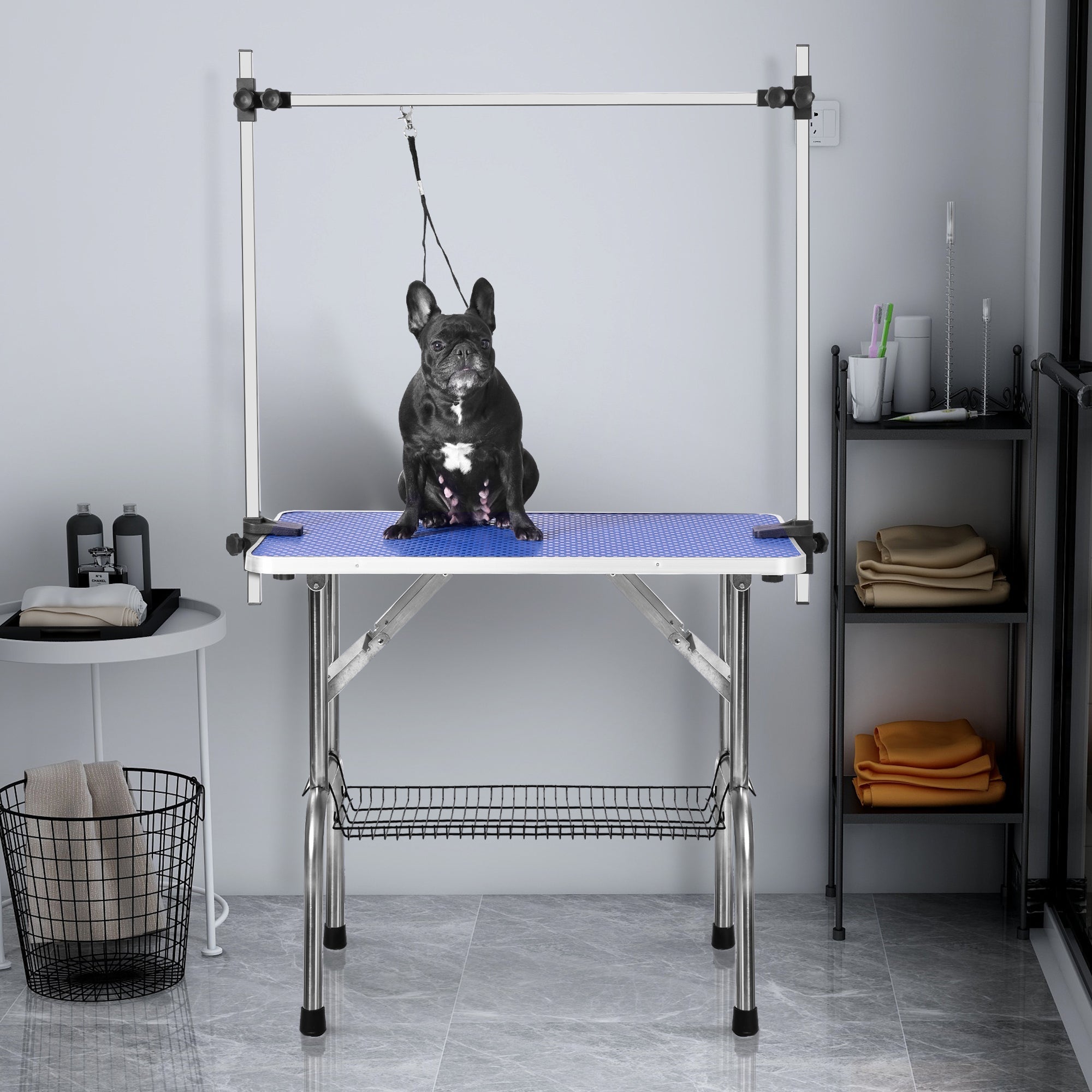 Large 46" Pet Grooming Table, Adjustable Arm, Heavy Duty, Blue