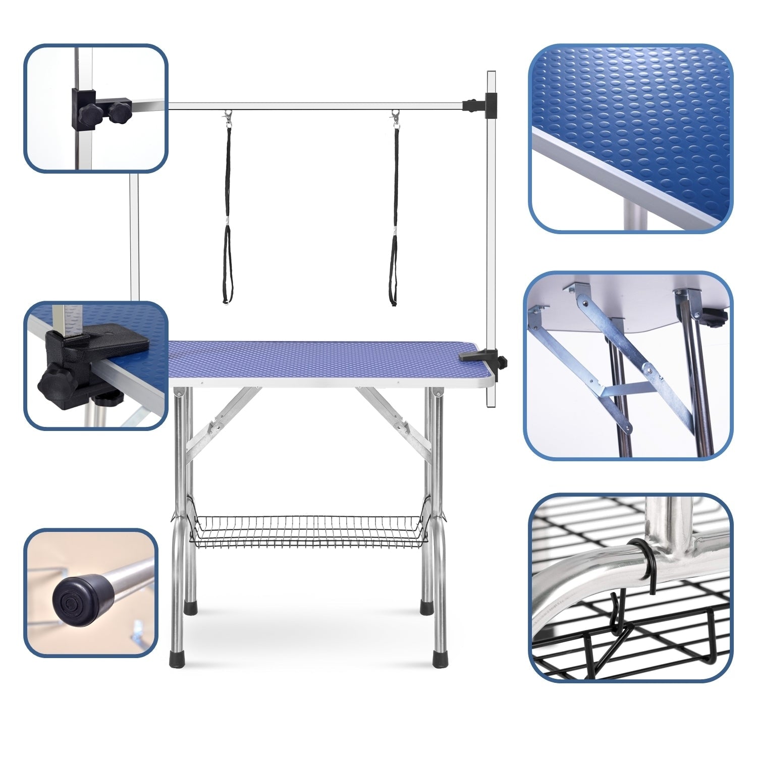 Large 46" Pet Grooming Table, Adjustable Arm, Heavy Duty, Blue