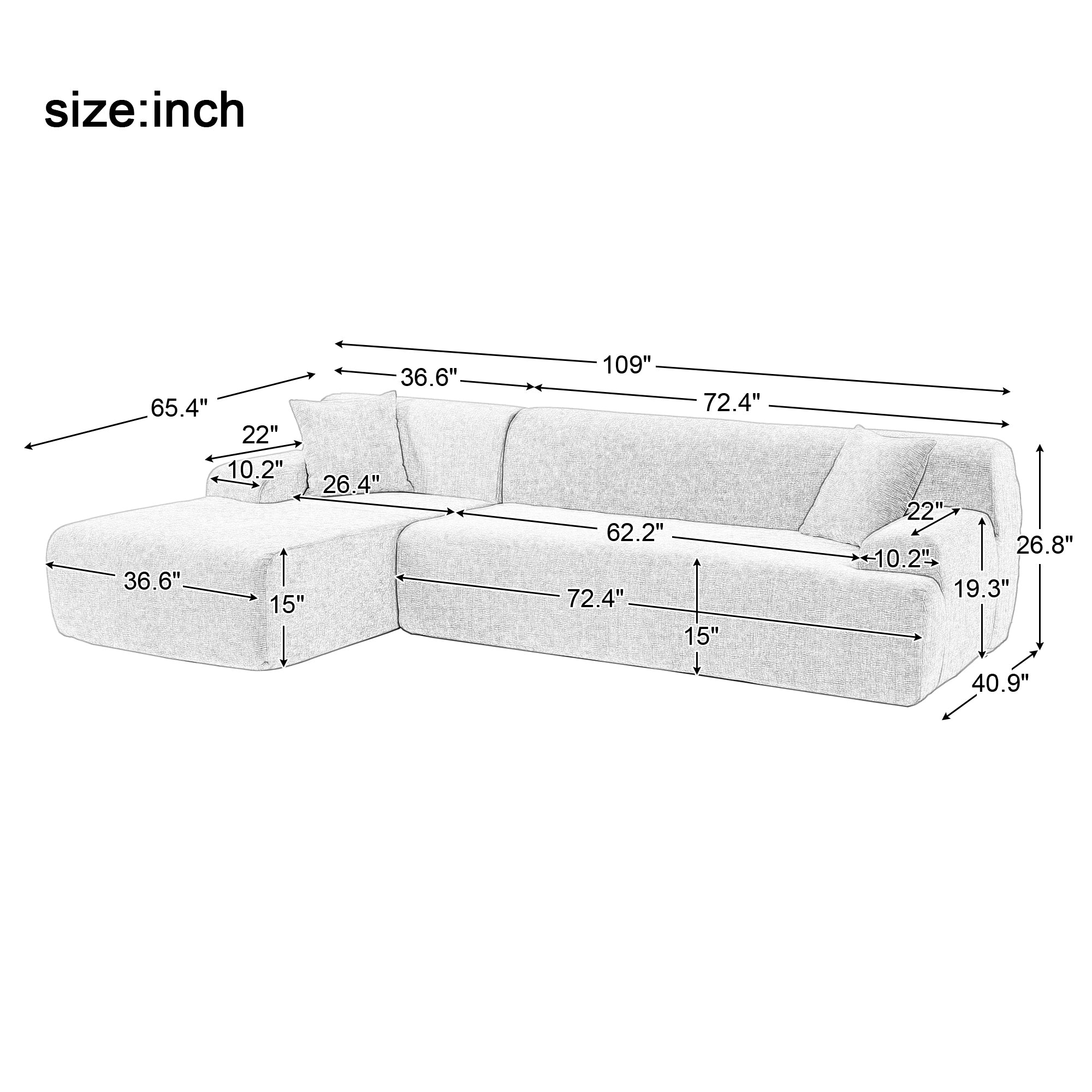 Large Beige Chenille L-Shaped Sectional | Modern and Comfortable-Stationary Sectionals-American Furniture Outlet