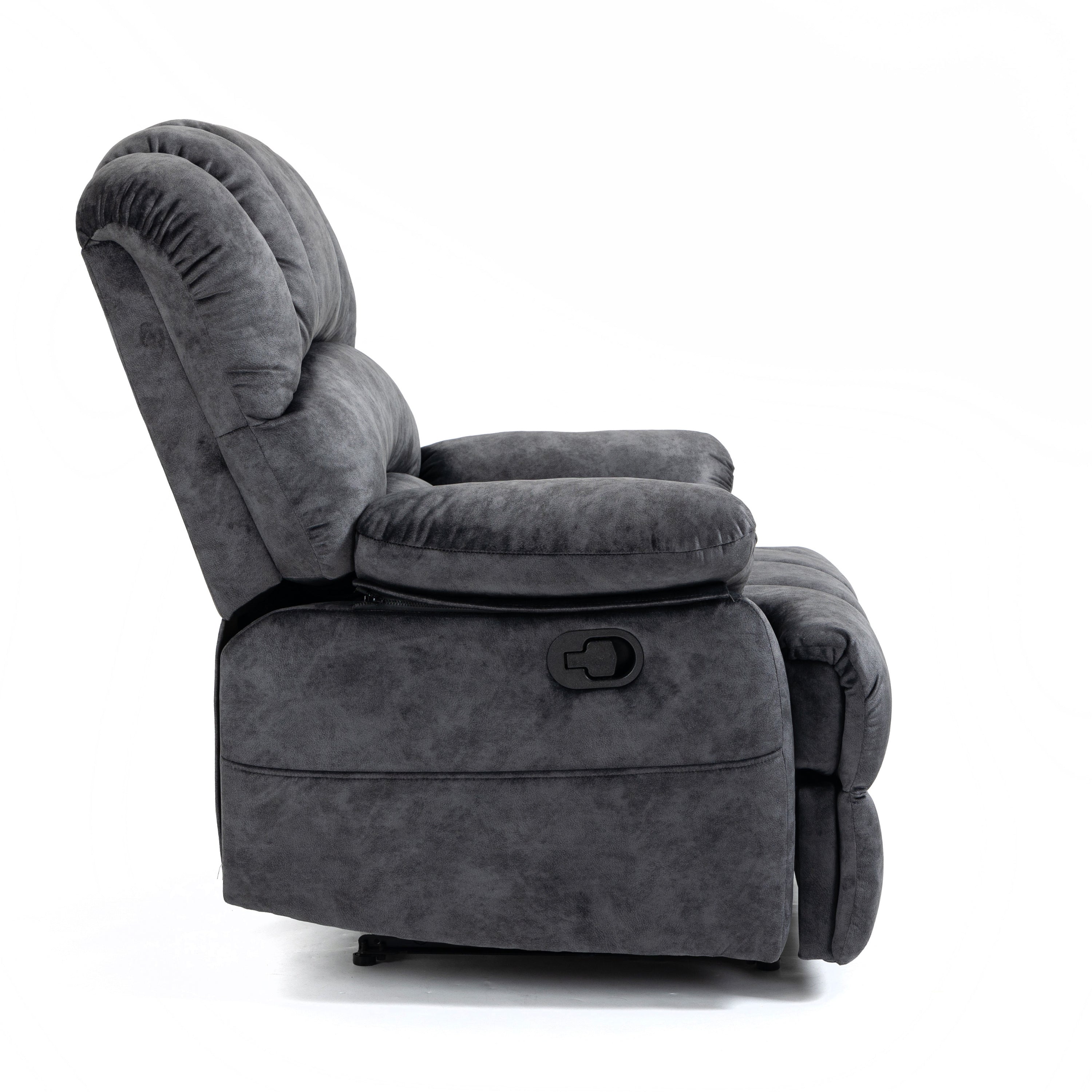 Large Fabric Manual Recliner Chair for Living Room, Heavy Duty, Gray