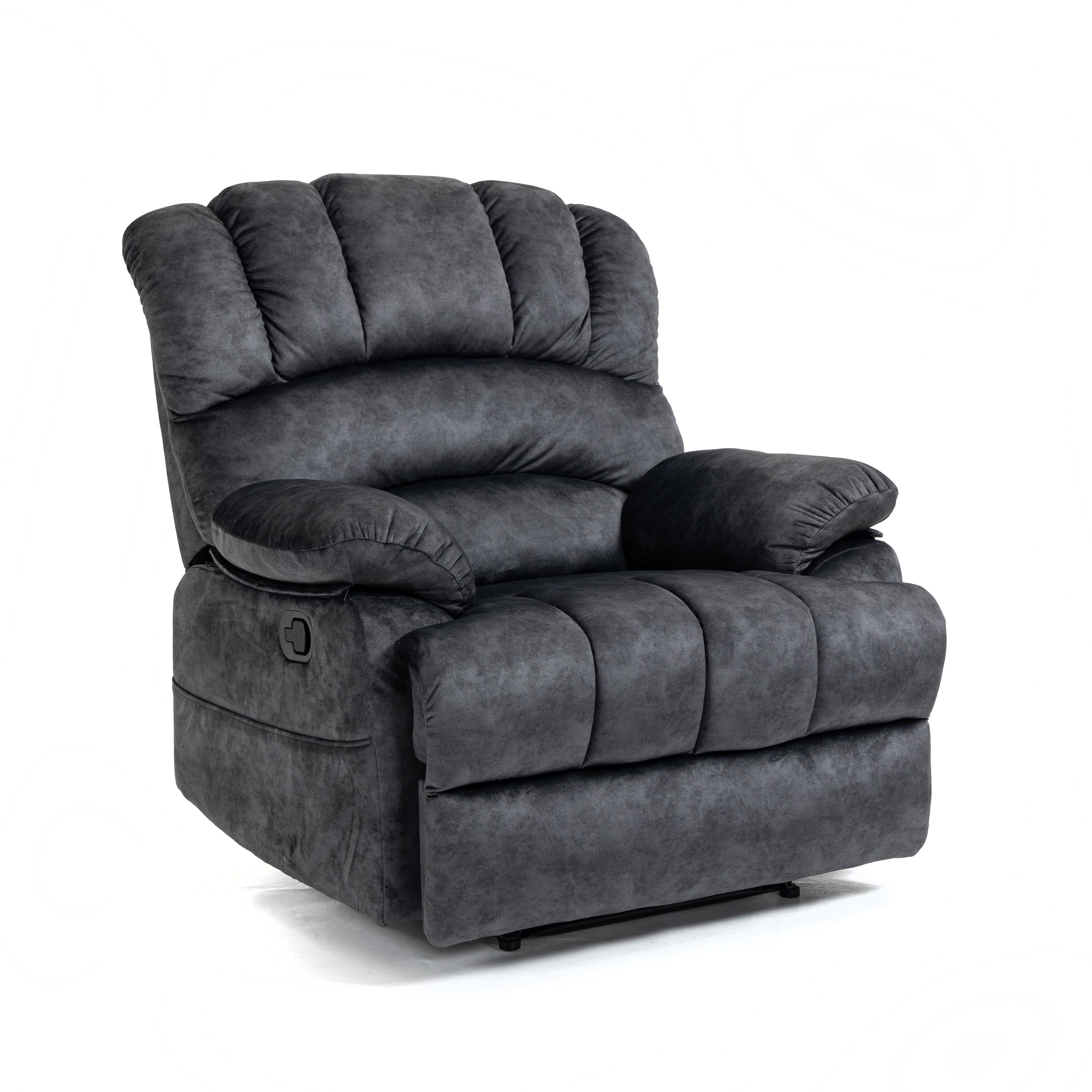 Large Fabric Manual Recliner Chair for Living Room, Heavy Duty, Gray