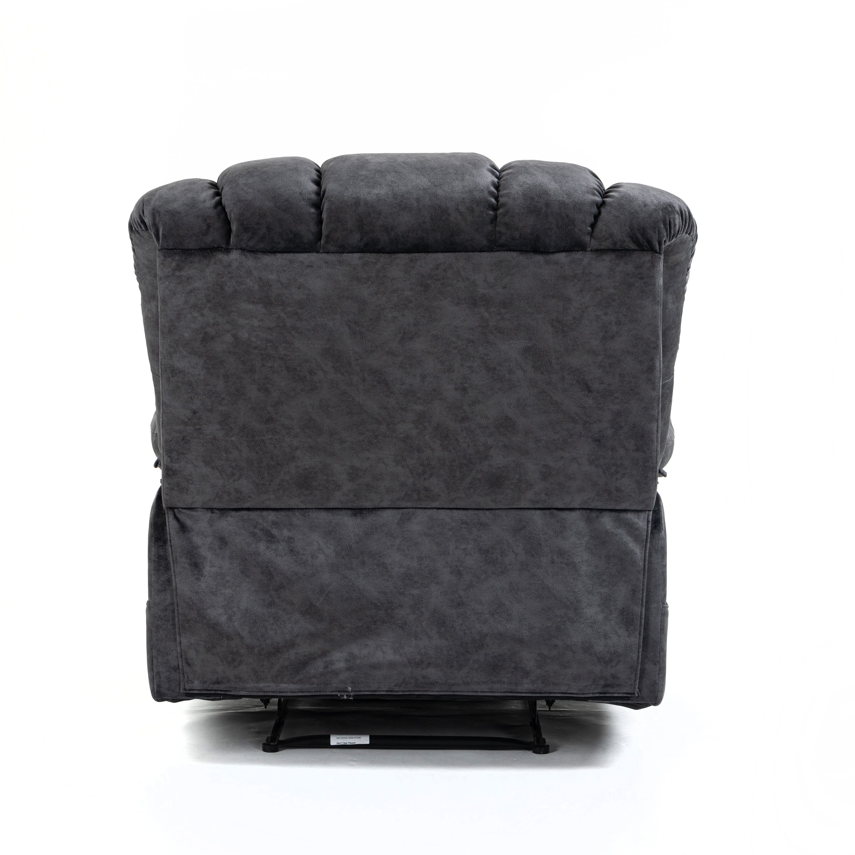 Large Fabric Manual Recliner Chair for Living Room, Heavy Duty, Gray