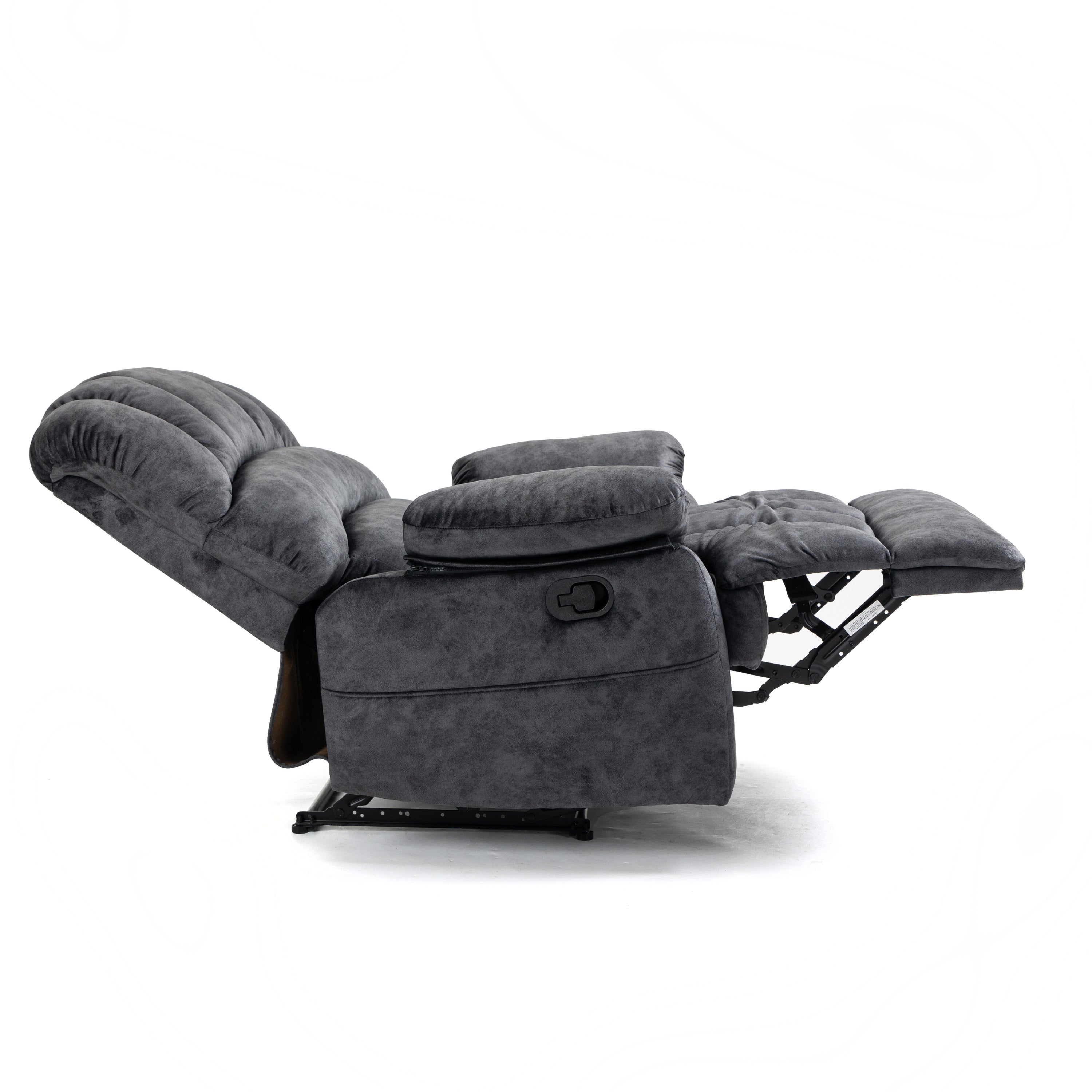 Large Fabric Manual Recliner Chair for Living Room, Heavy Duty, Gray