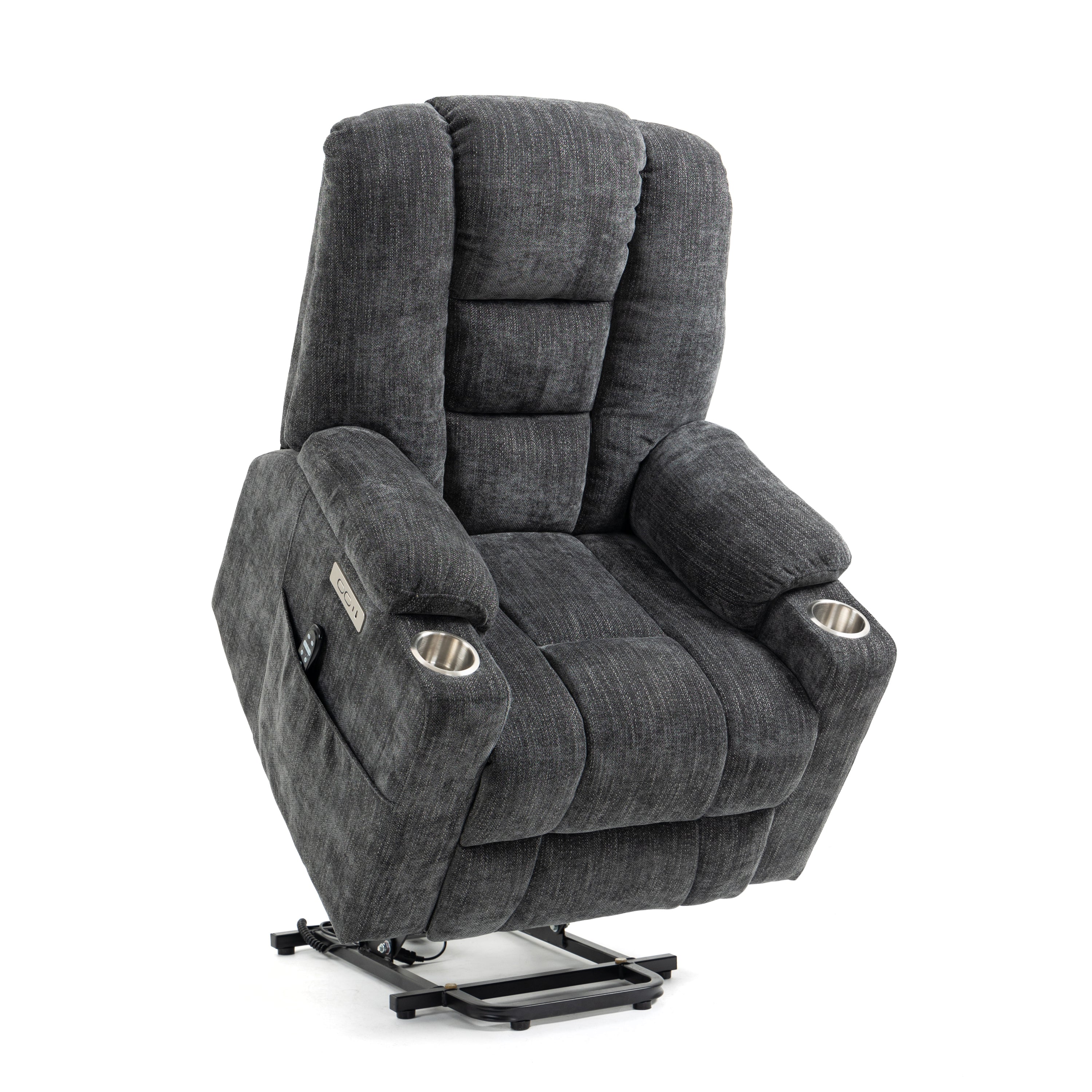 Large Power Lift Recliner Chair with Massage and Heat, USB Ports, 2 Cup Holders, Gray