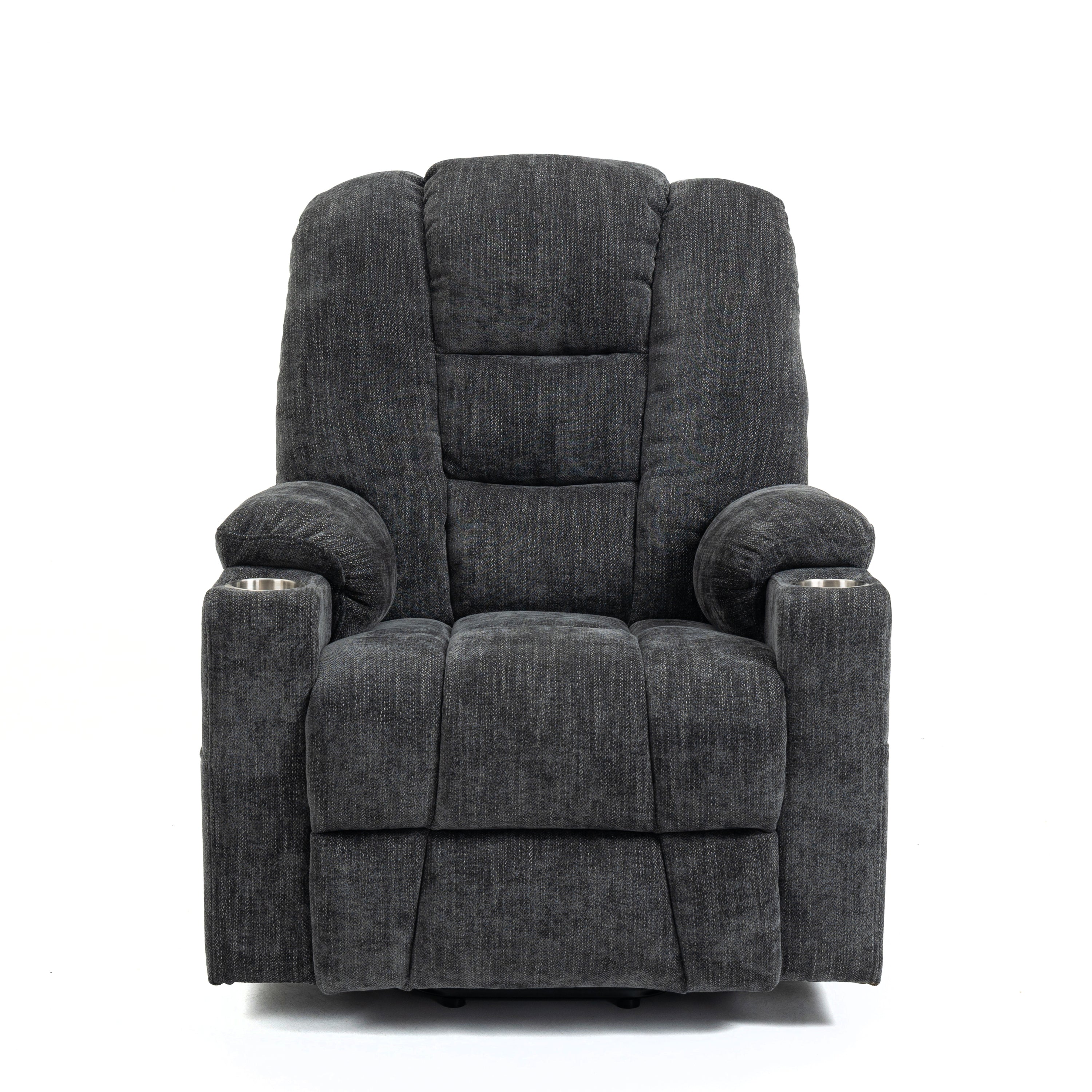 Large Power Lift Recliner Chair with Massage and Heat, USB Ports, 2 Cup Holders, Gray