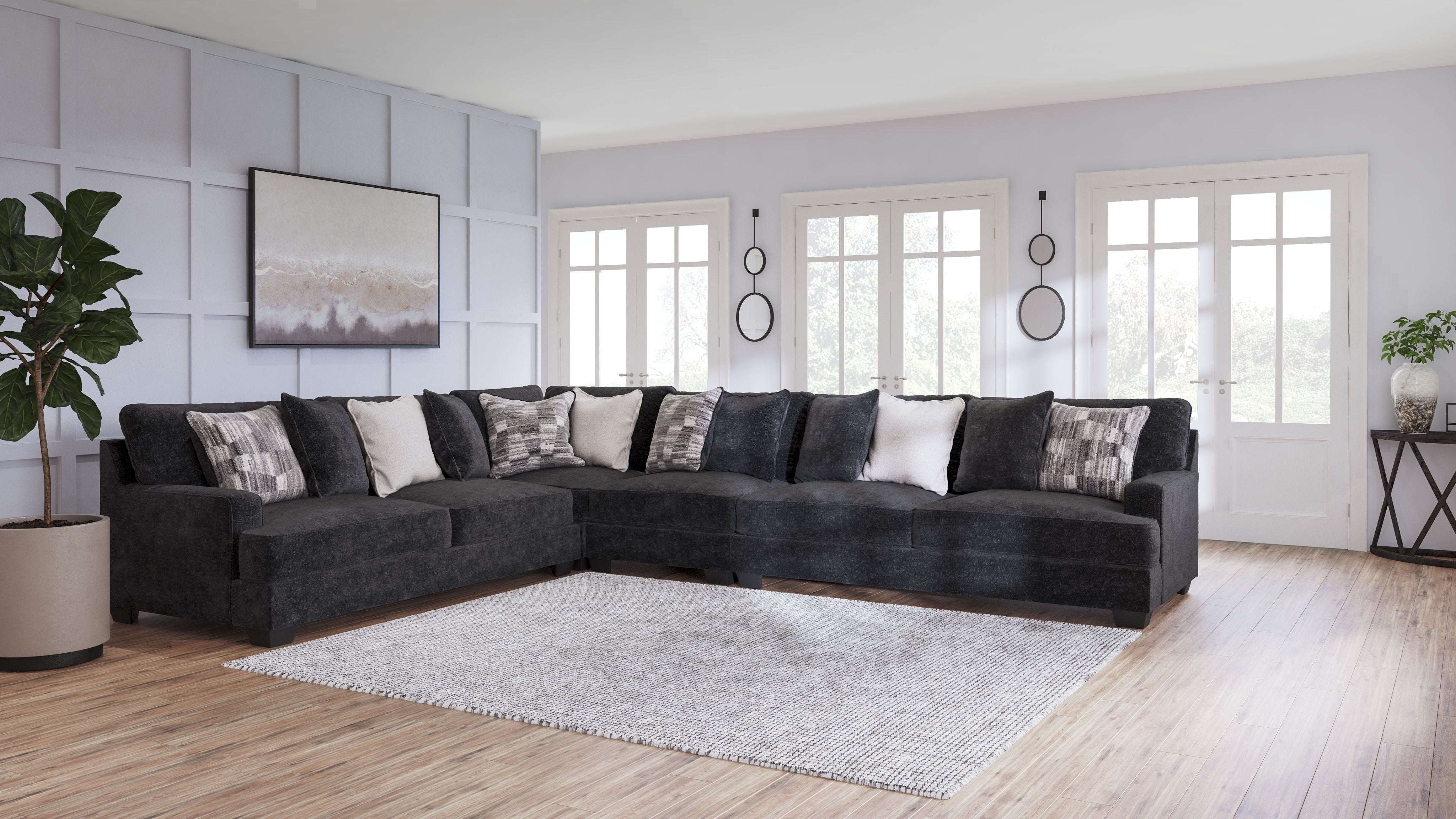 Lavernett Charcoal Gray Sectional - Soft Fabric, Modern L-Shape-Stationary Sectionals-American Furniture Outlet
