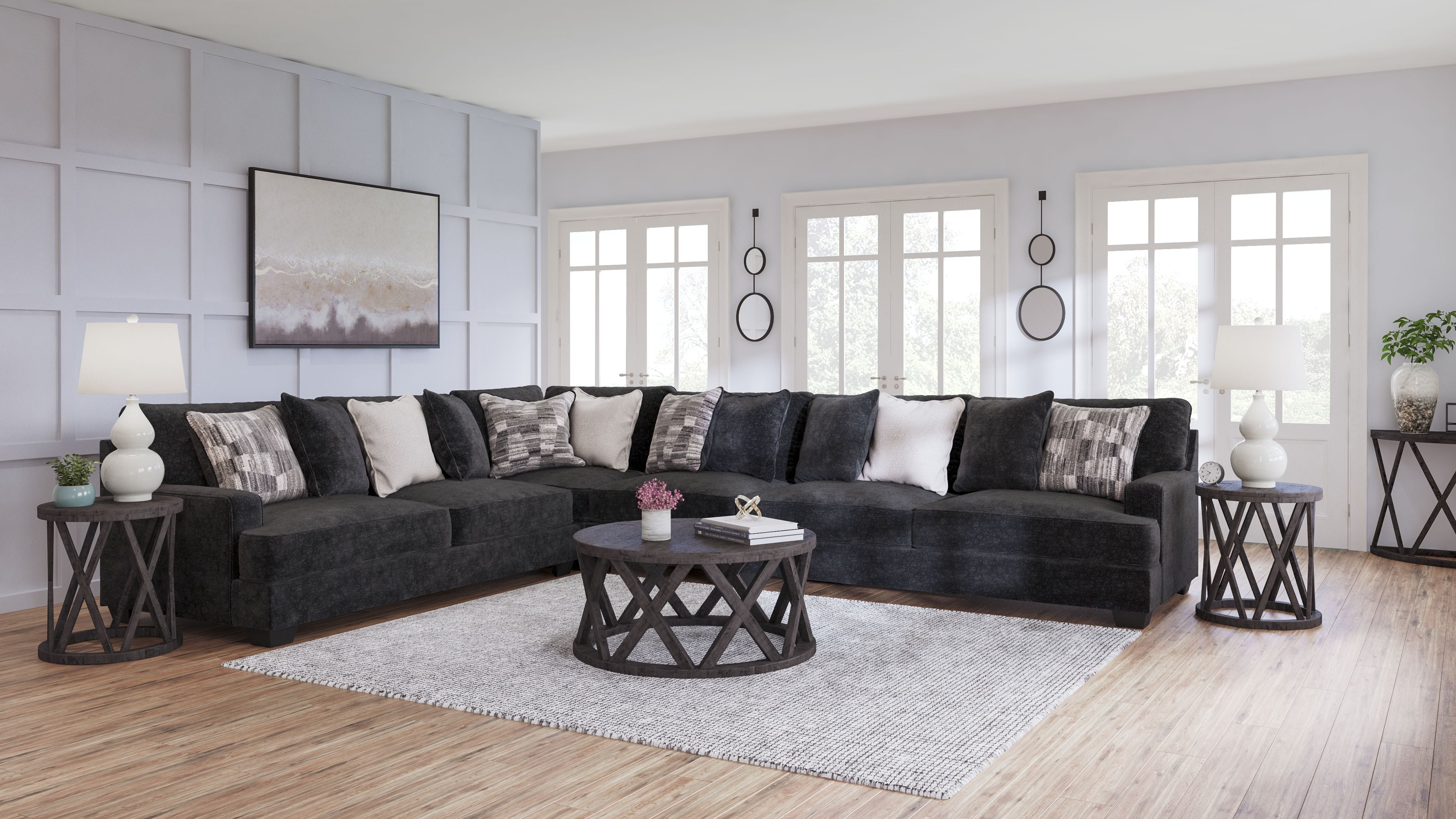 Lavernett Charcoal Gray Sectional - Soft Fabric, Modern L-Shape-Stationary Sectionals-American Furniture Outlet