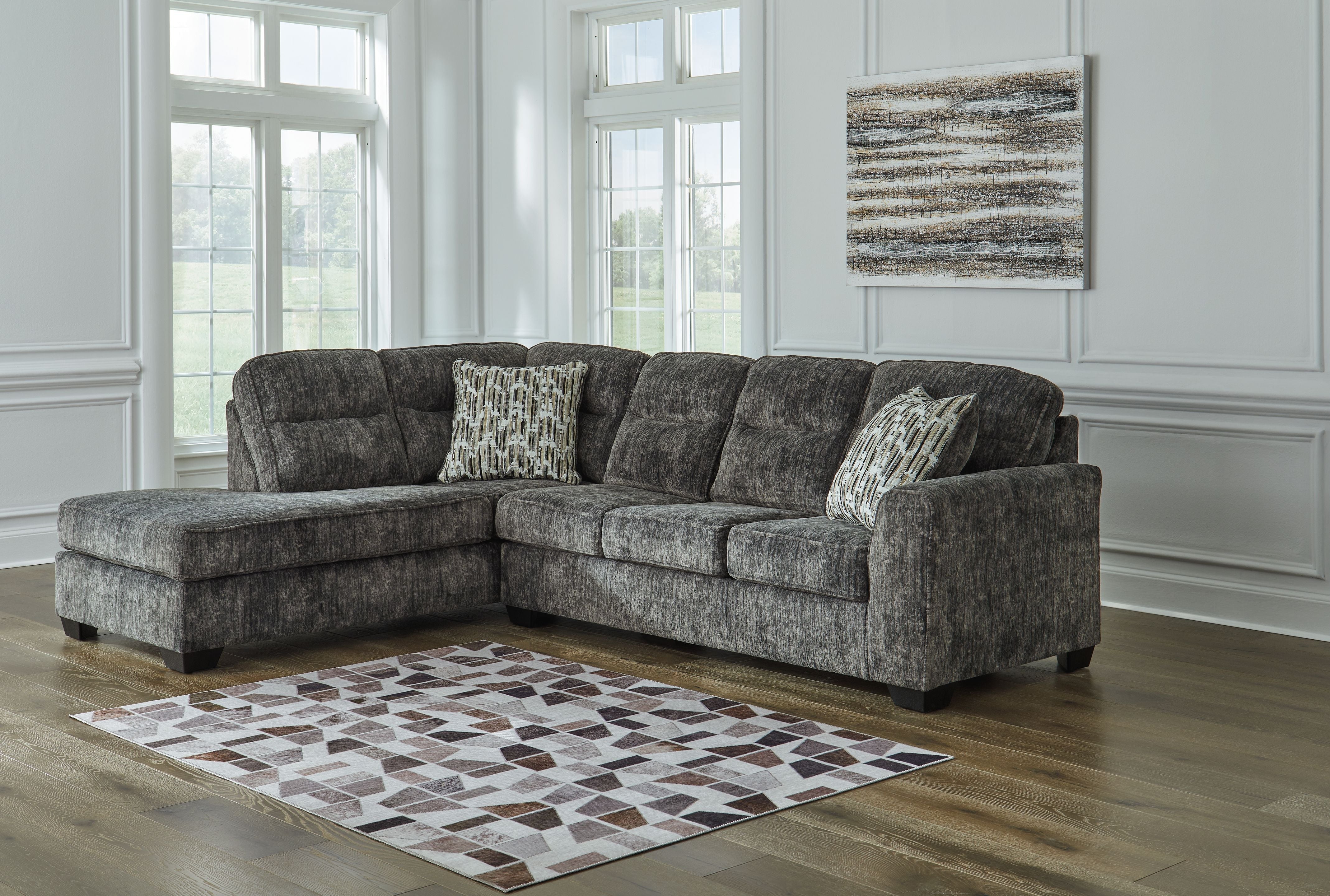 Lonoke 2-Piece Plush Fabric Sectional-Stationary Sectionals-American Furniture Outlet