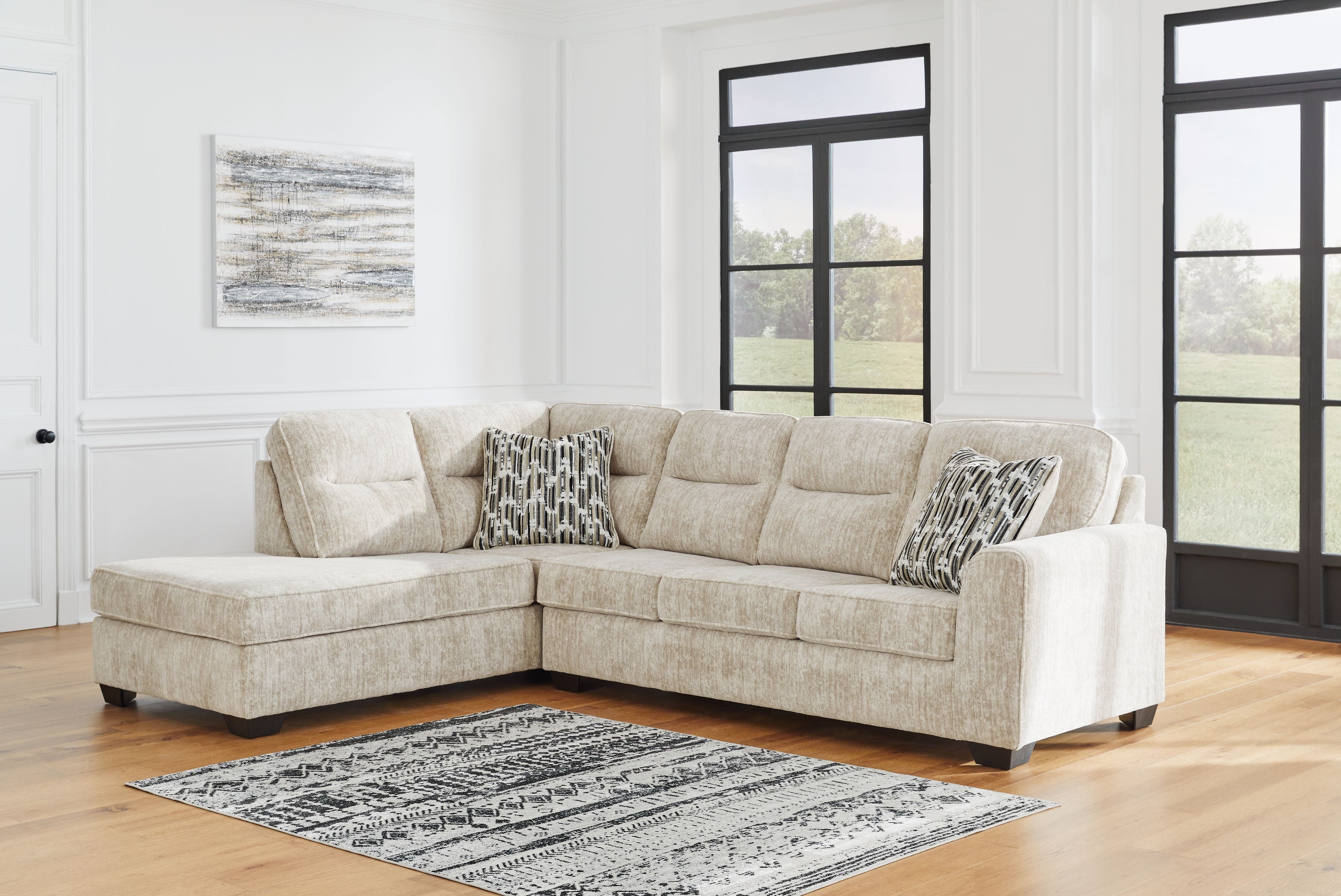 Lonoke 2-Piece Plush Fabric Sectional-Stationary Sectionals-American Furniture Outlet