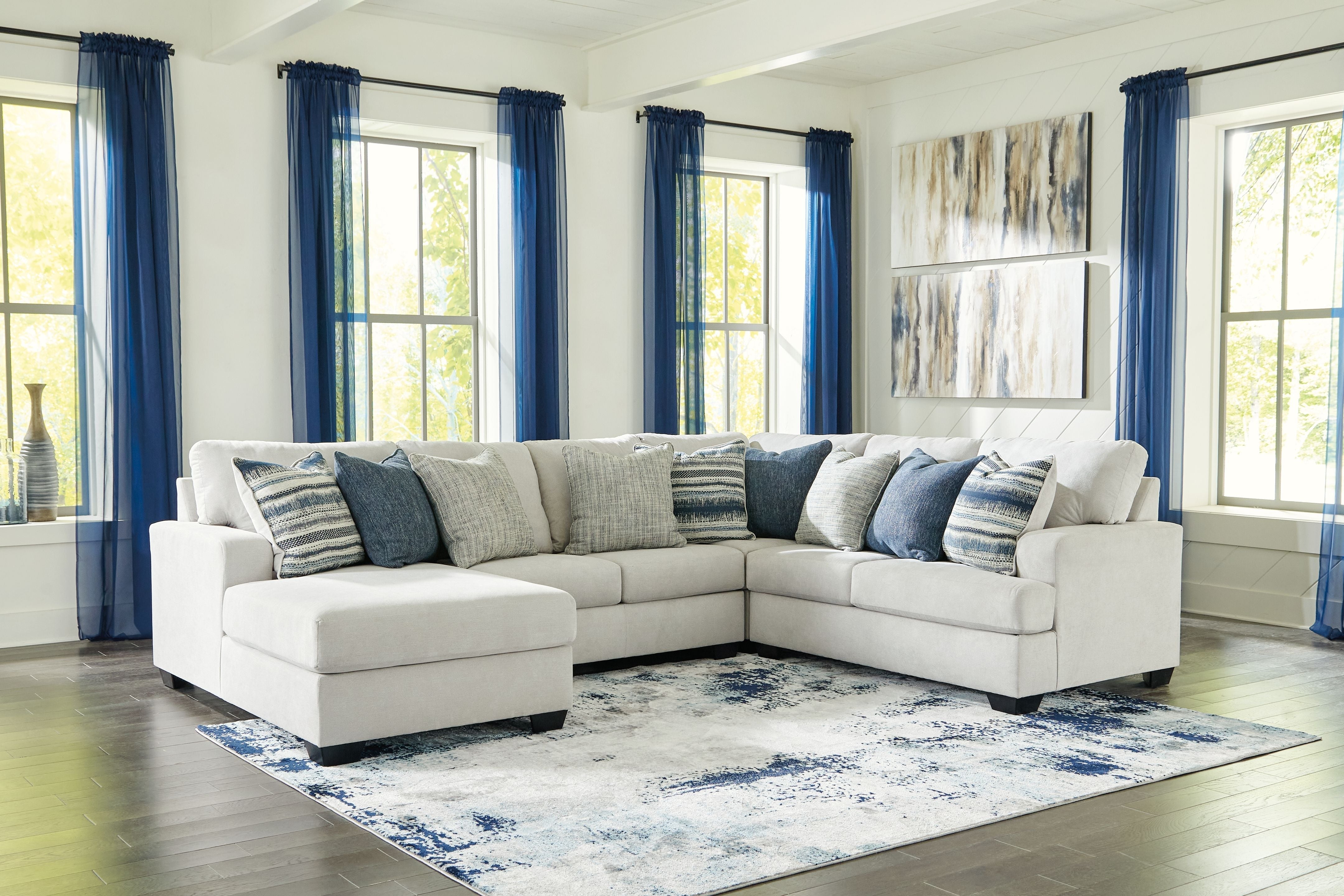 Lowder Beige U Shaped Sectional - Soft Fabric, Modern-Stationary Sectionals-American Furniture Outlet