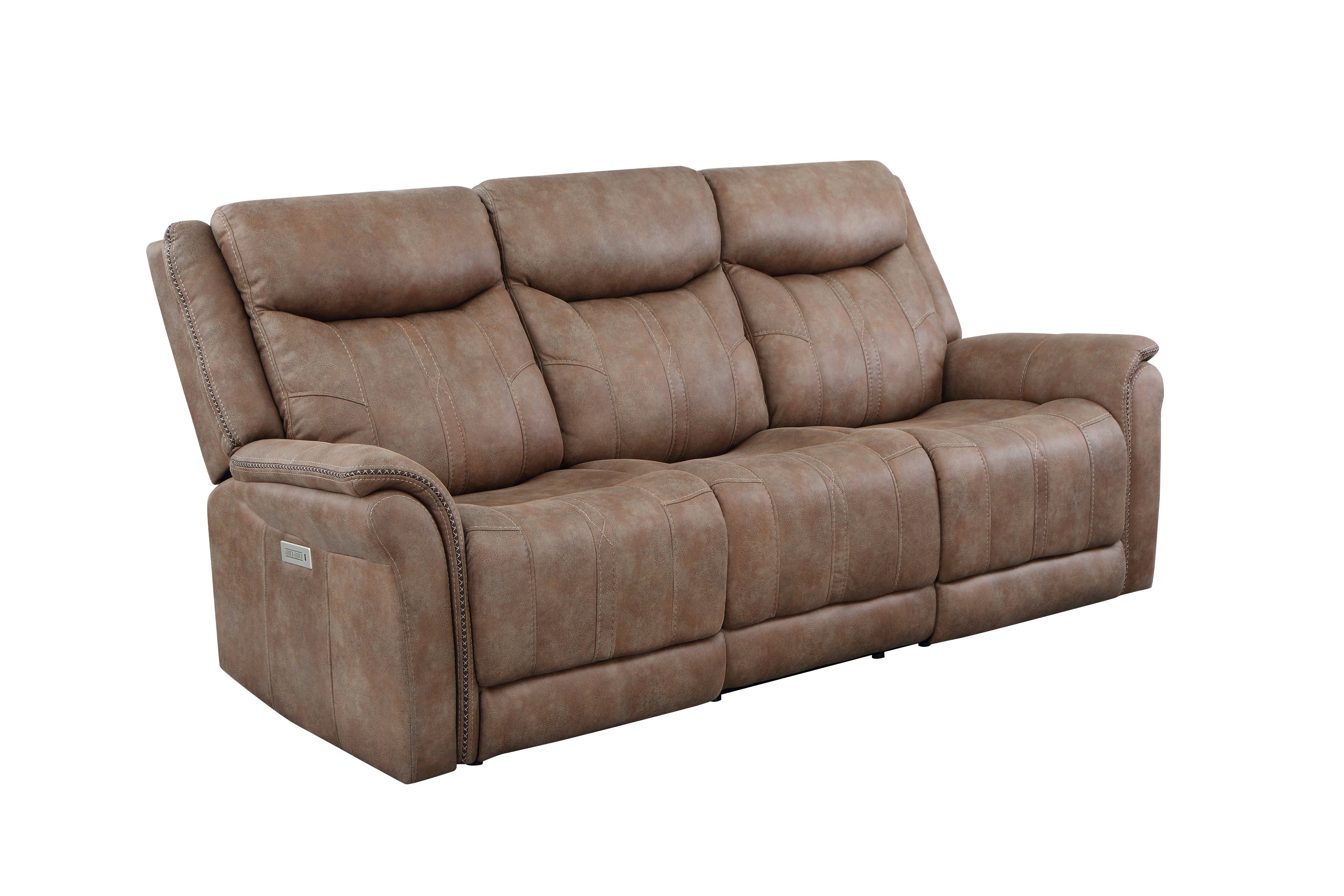 Luxurious Camel Power Sofa Recliner: Traditional Meets Modern with Power Footrest, Headrest, USB Charging