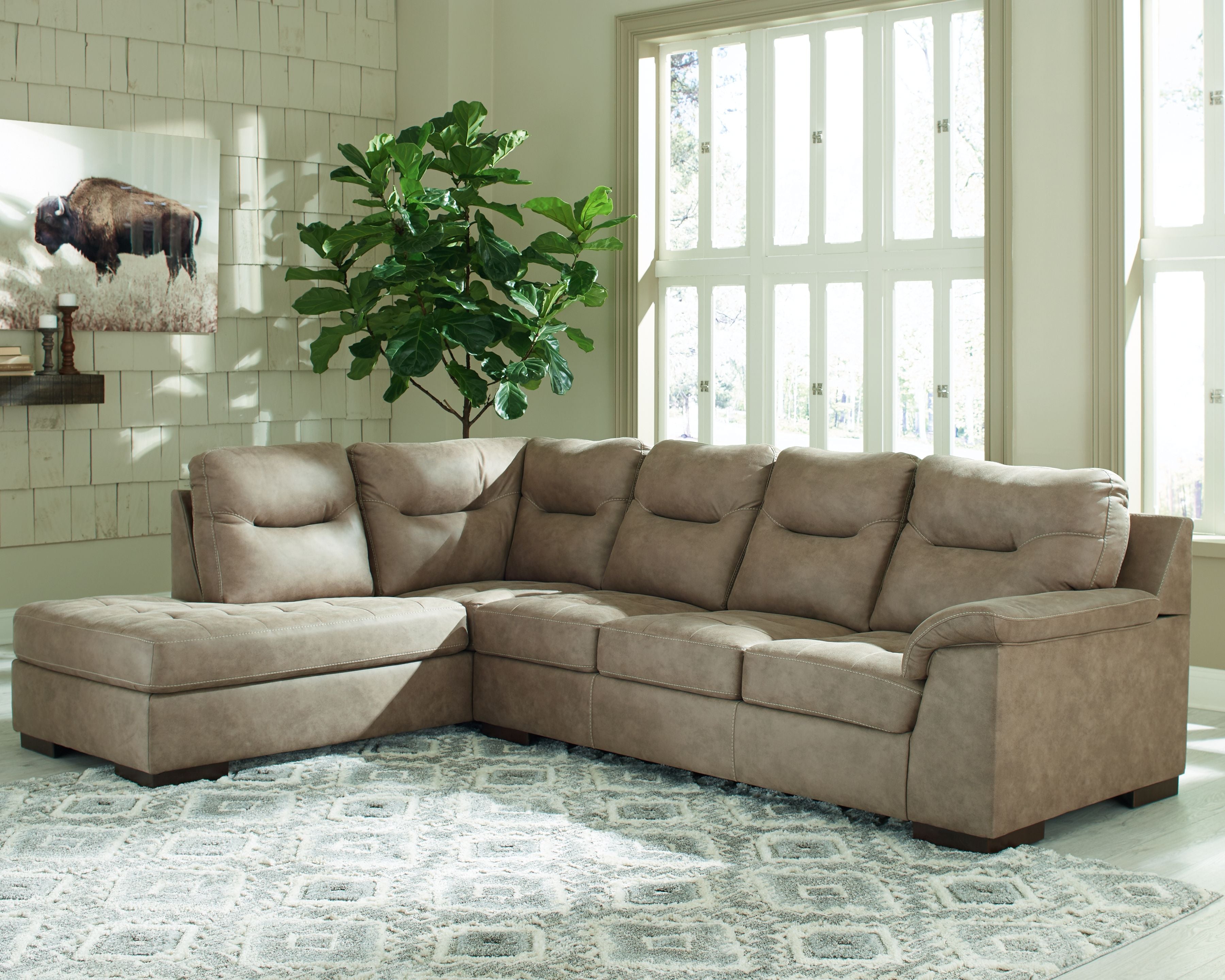 Maderla Faux Leather Sectional Sofa-Stationary Sectionals-American Furniture Outlet