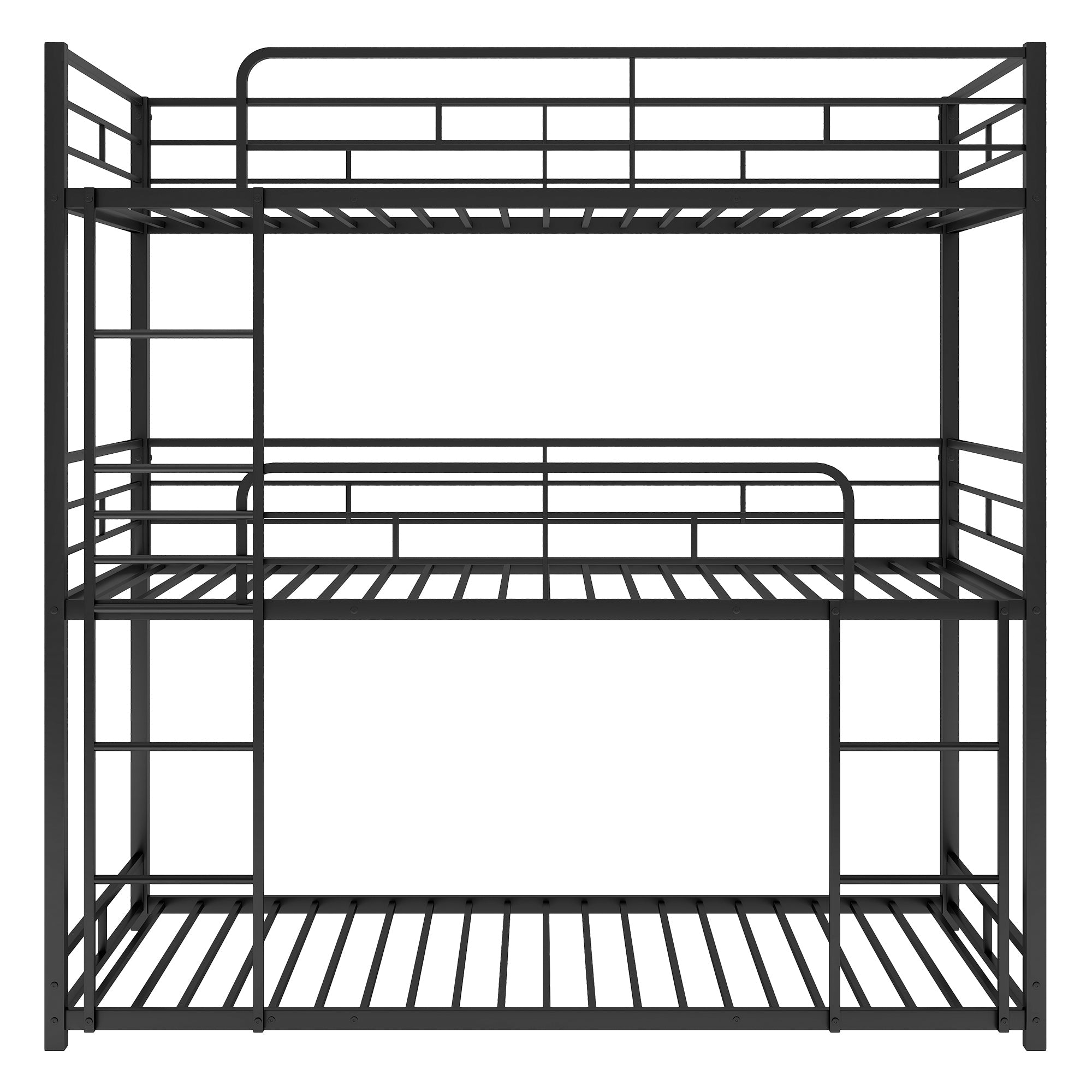 Metal Twin Size Triple Bunk Bed | Black | Space-Saving Solution | Sturdy Construction