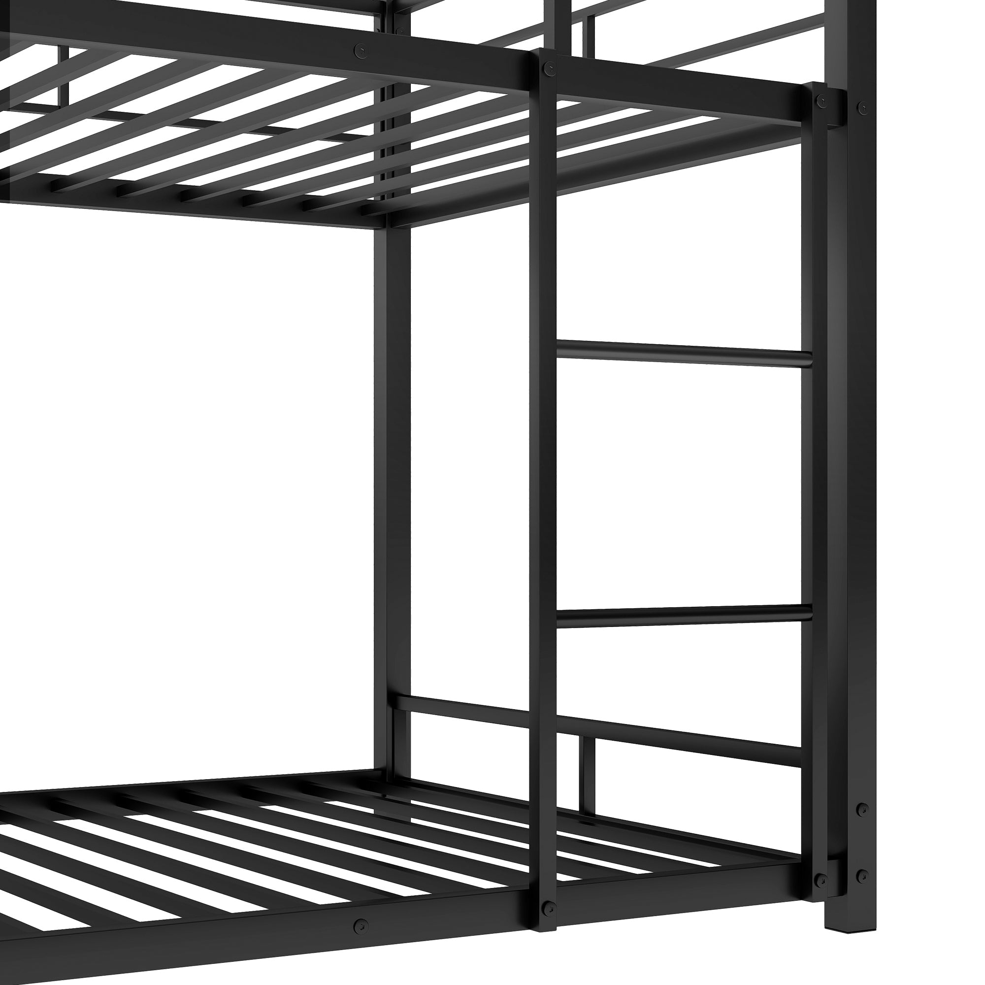 Metal Twin Size Triple Bunk Bed | Black | Space-Saving Solution | Sturdy Construction