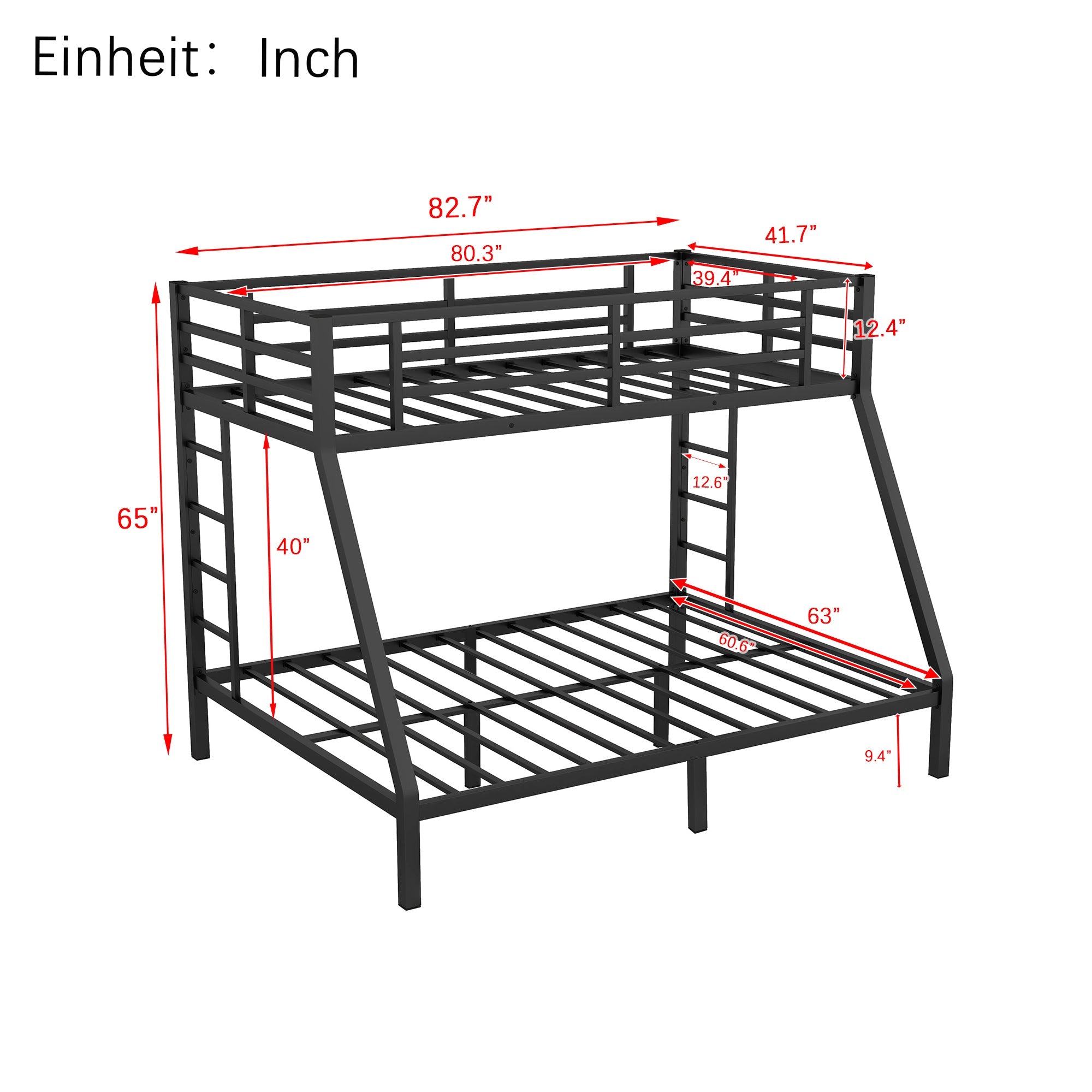 Metal Twin XL over Queen Bunk Bed – Space-Saver, Noise-Free, Teens/Adults