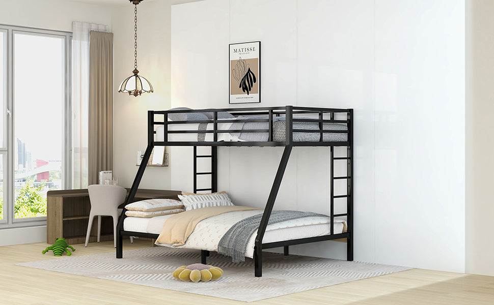 Metal Twin XL over Queen Bunk Bed – Space-Saver, Noise-Free, Teens/Adults