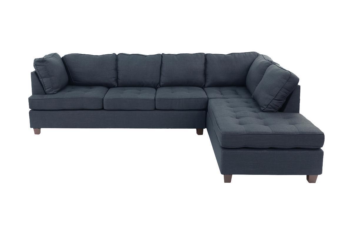 Modern 2-Piece Sectional Sofa with Reversible Chaise | Dark Blue Dorris Fabric-Stationary Sectionals-American Furniture Outlet