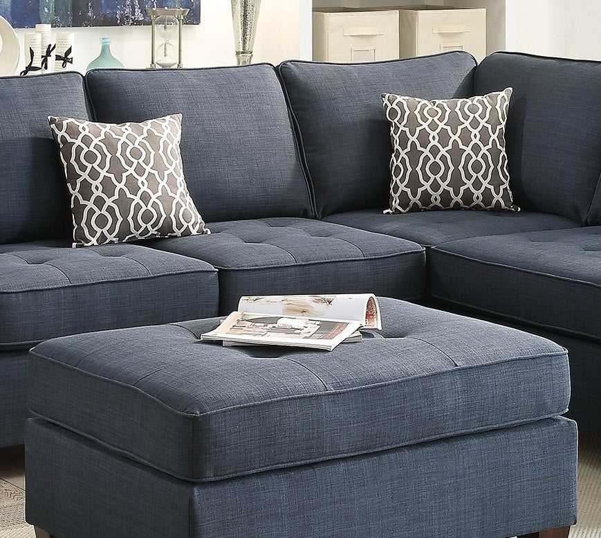 Modern 2-Piece Sectional Sofa with Reversible Chaise | Dark Blue Dorris Fabric-Stationary Sectionals-American Furniture Outlet
