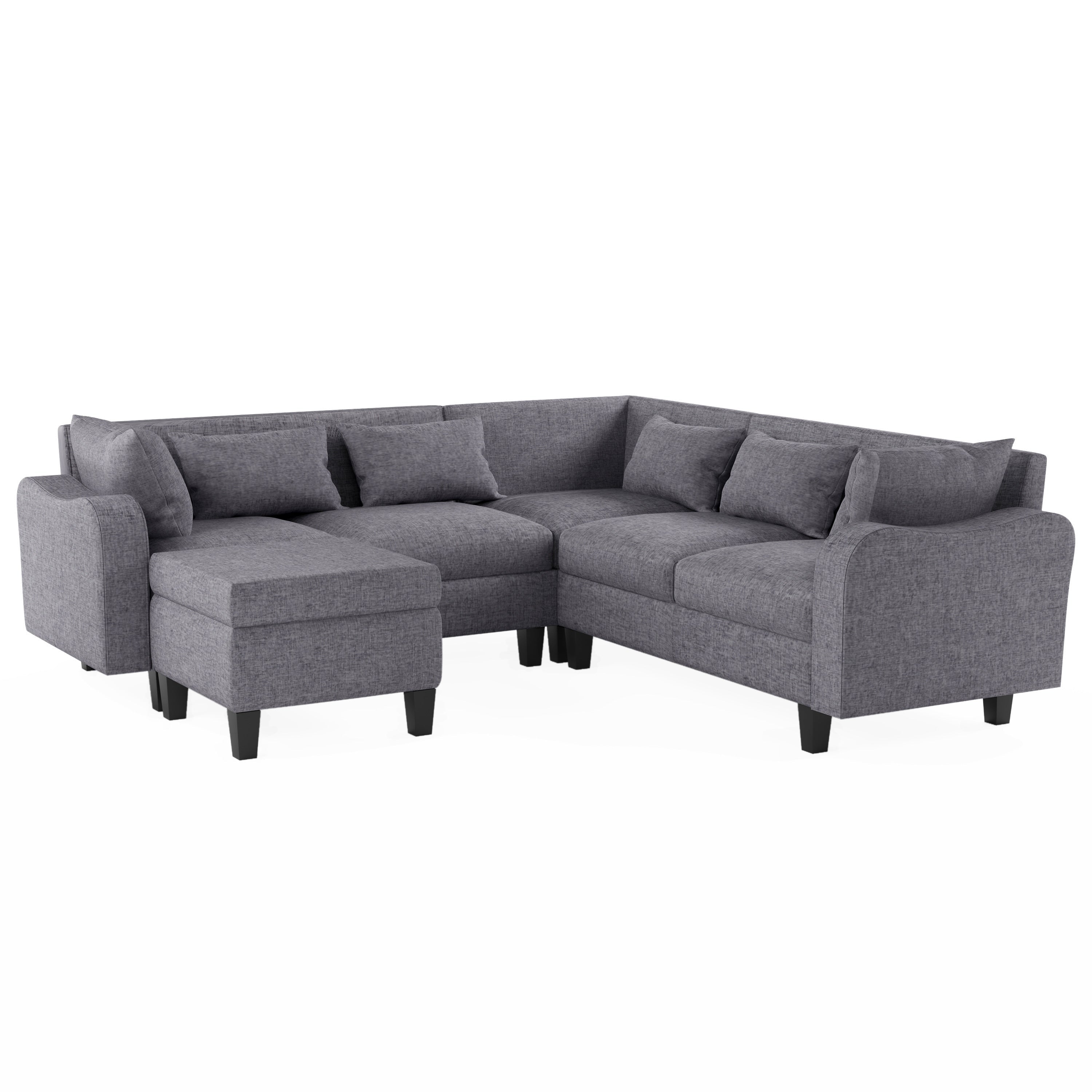 gray linen l shaped sectional