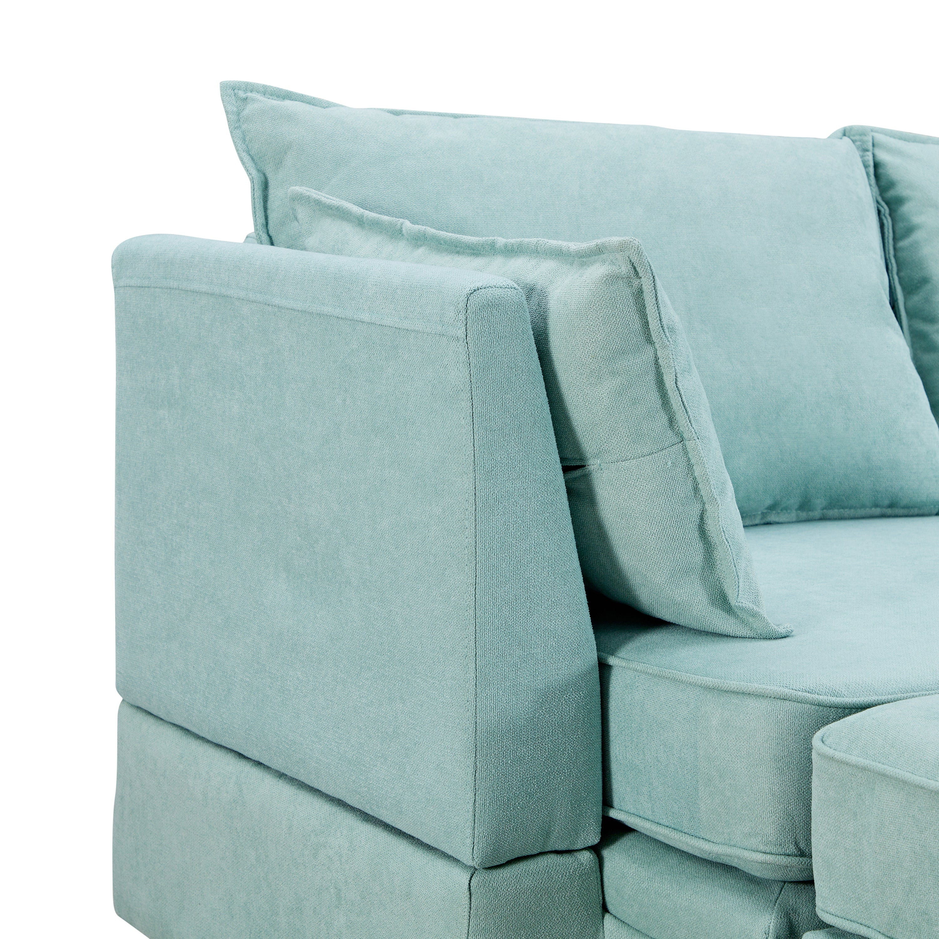 Modern Large Linen Modular Sectional Sofa | Light Green-Sleeper Sectionals-American Furniture Outlet