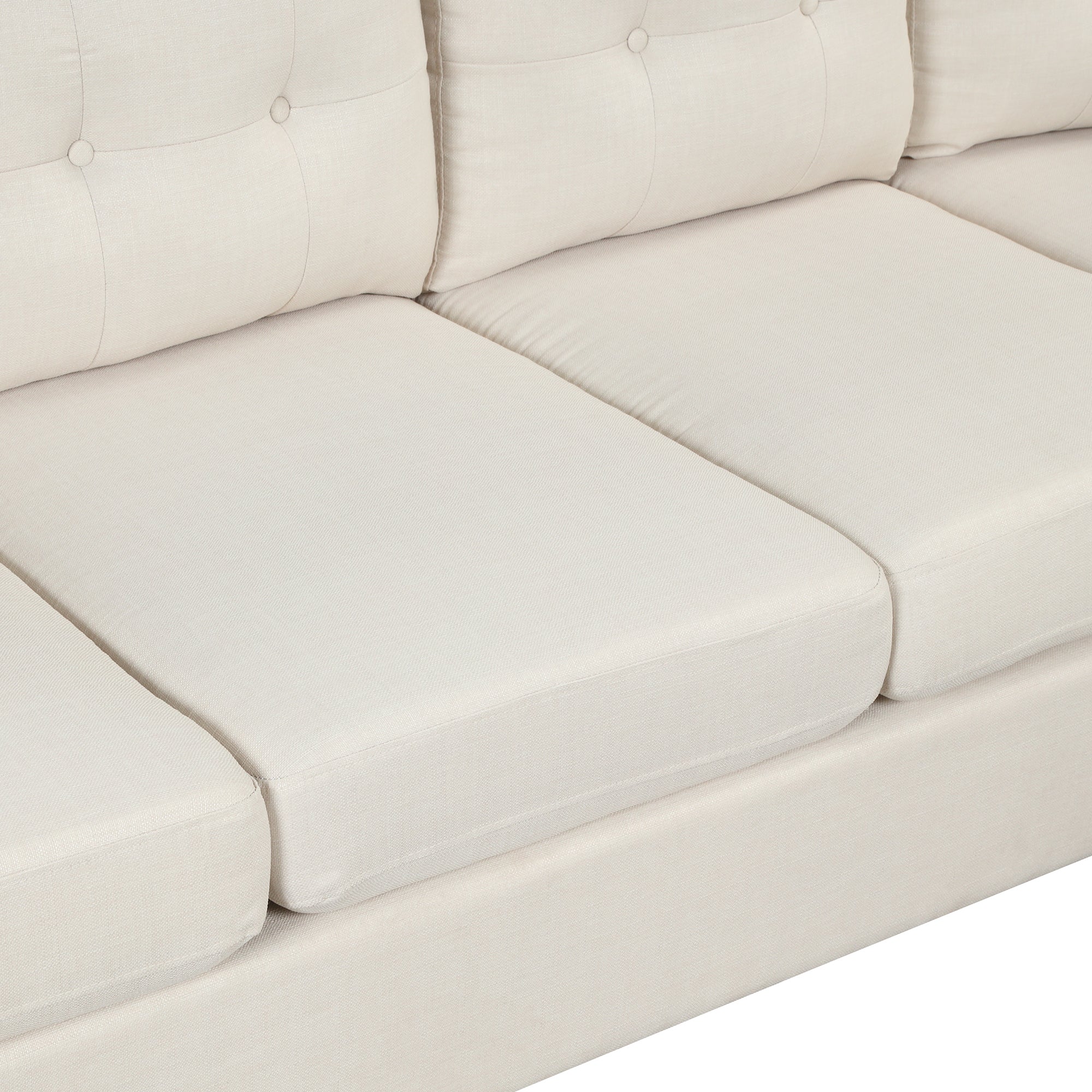 Modern Linen L-Shaped Sectional Sofa with Chaise - Beige-Sofas-American Furniture Outlet