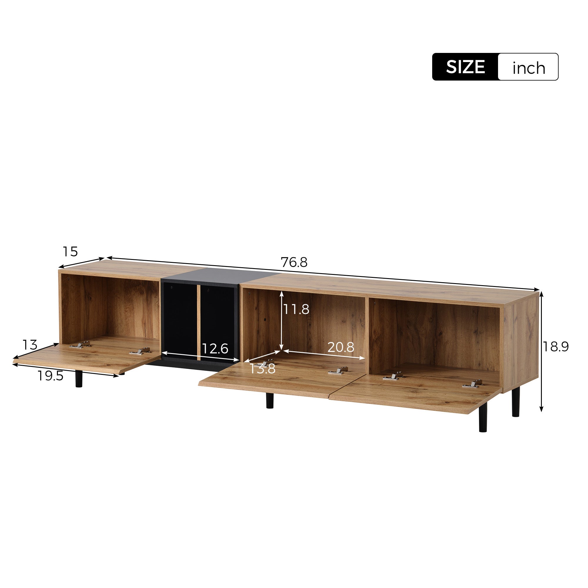 Modern TV Stand for 80'' TV, 3 Doors, Media Console Table, Large Storage Cabinet