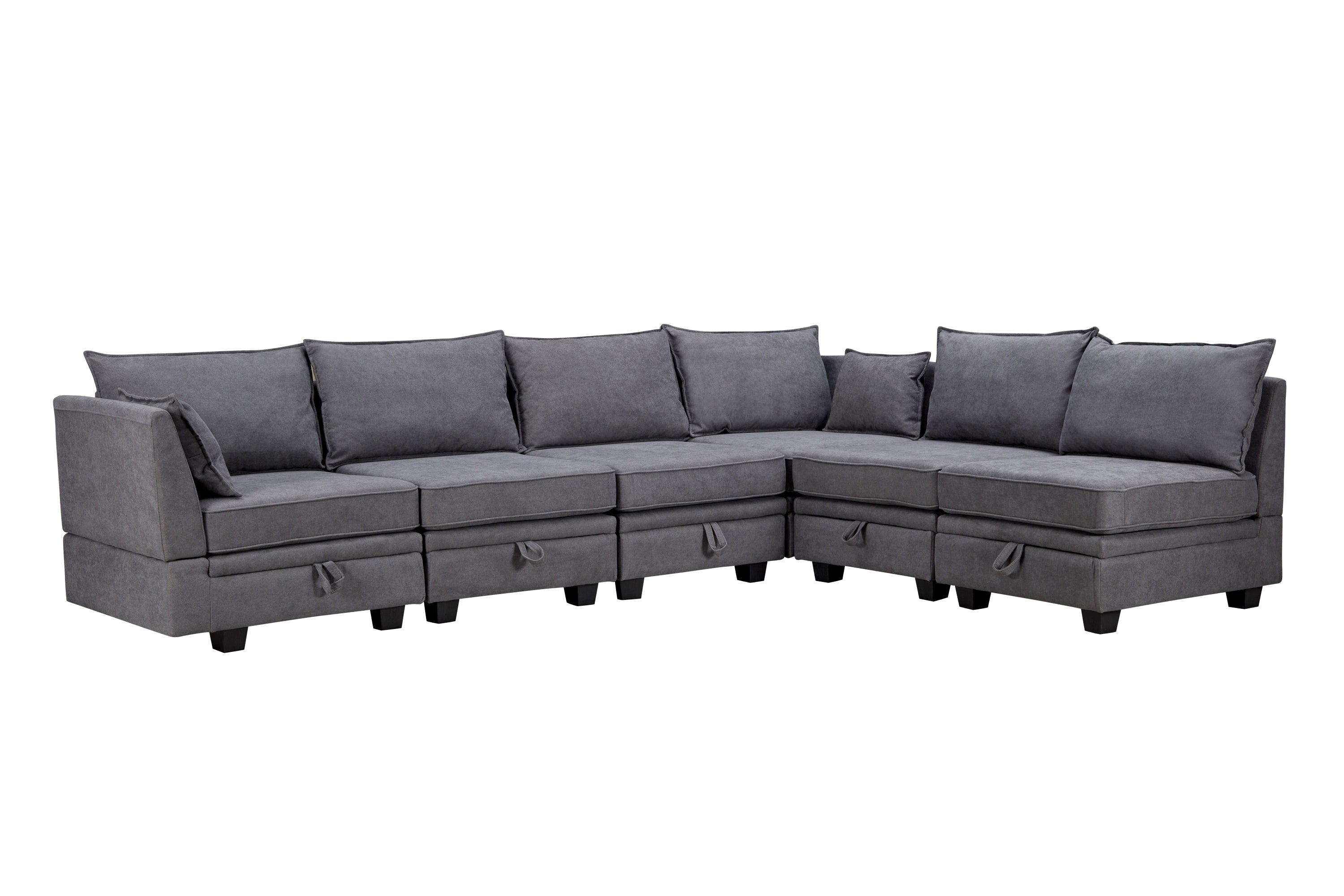 Modern U-Shape Sectional: Convertible Sofa Bed, Dark Gray-Sleeper Sectionals-American Furniture Outlet