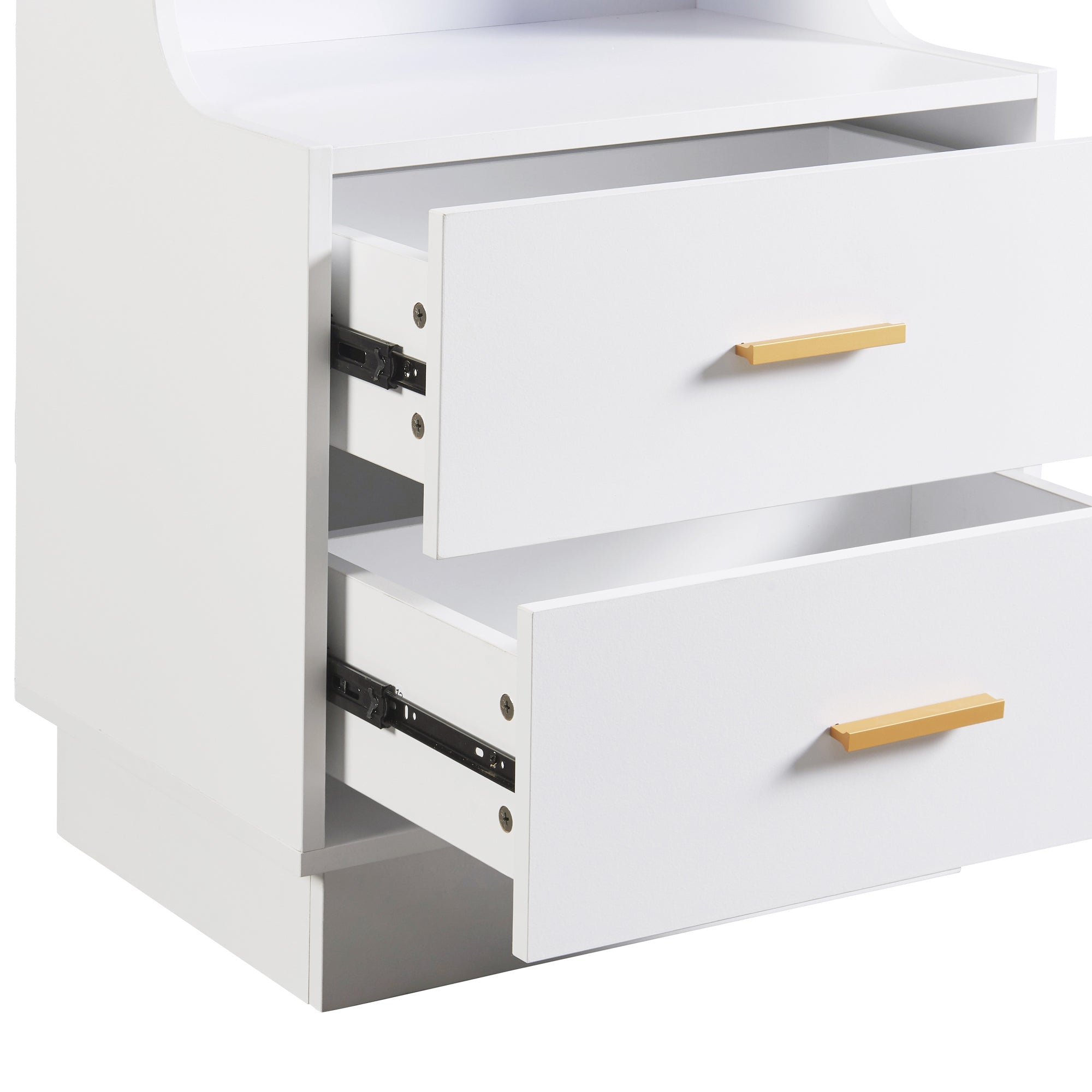 Multifunctional Nightstand with 2 Drawers, USB Charging, and Color-Changing LED - White