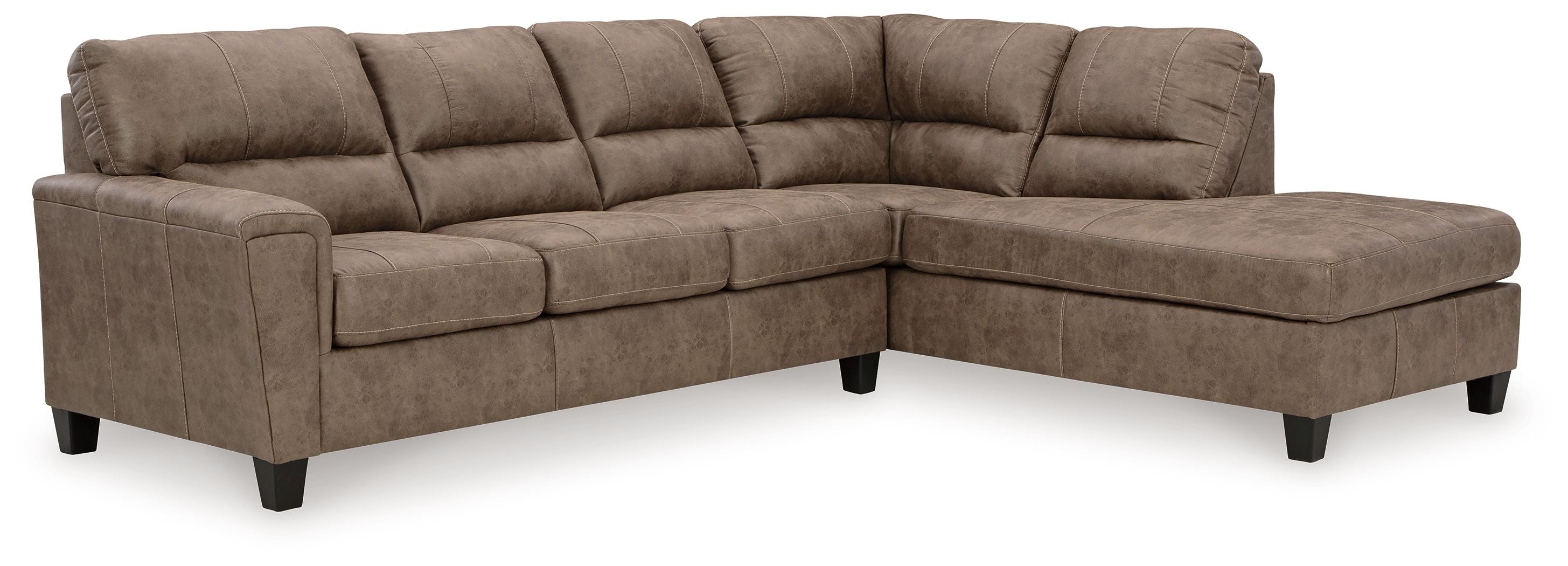 Navi Brown Sleeper Sectional w/ Chaise-Sleeper Sectionals-American Furniture Outlet