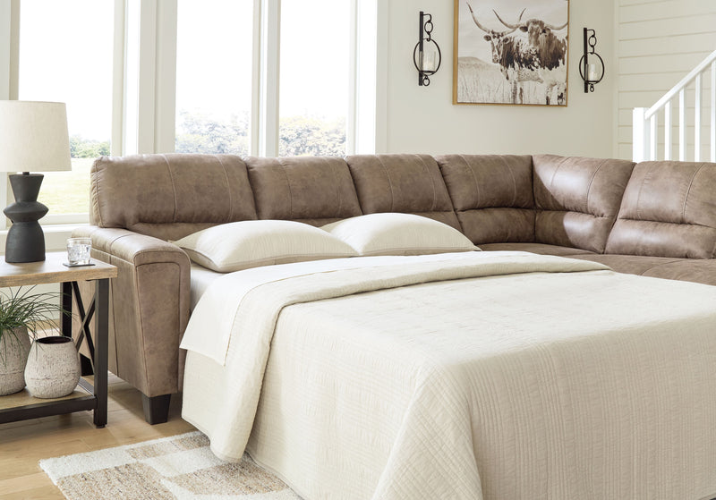 Navi Brown Sleeper Sectional w/ Chaise-Sleeper Sectionals-American Furniture Outlet